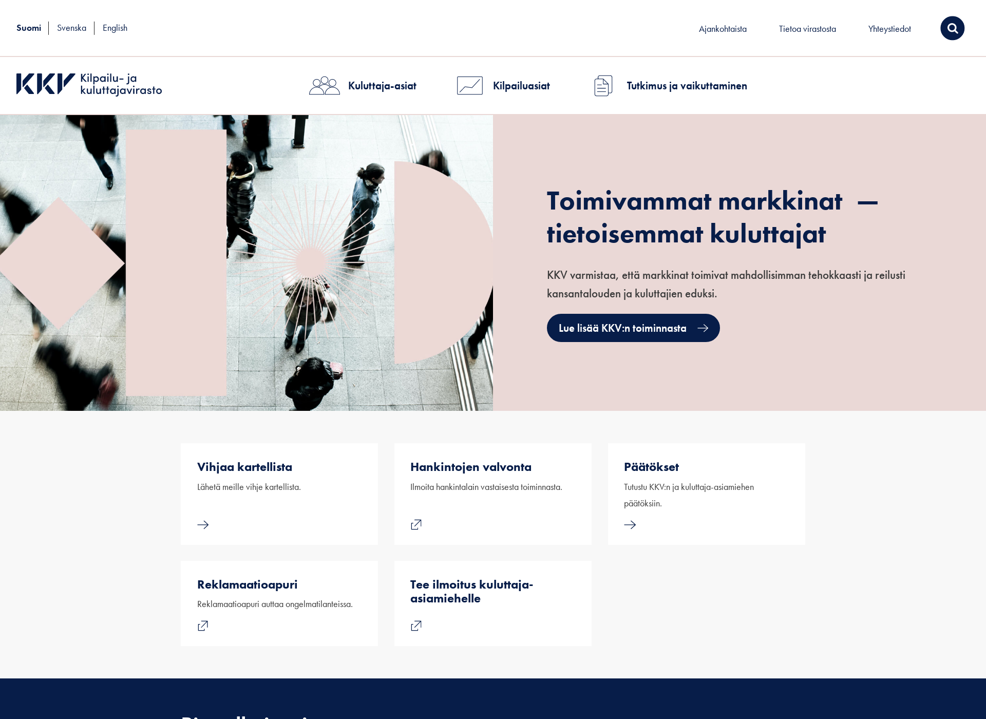 Skärmdump för kuluttajavirasto.fi