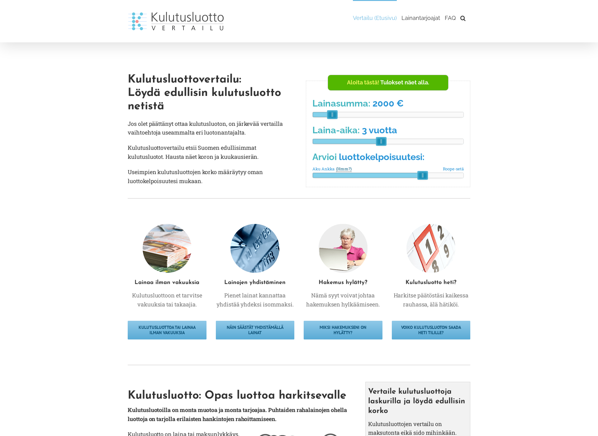 Screenshot for kulutusluottovertailu.fi