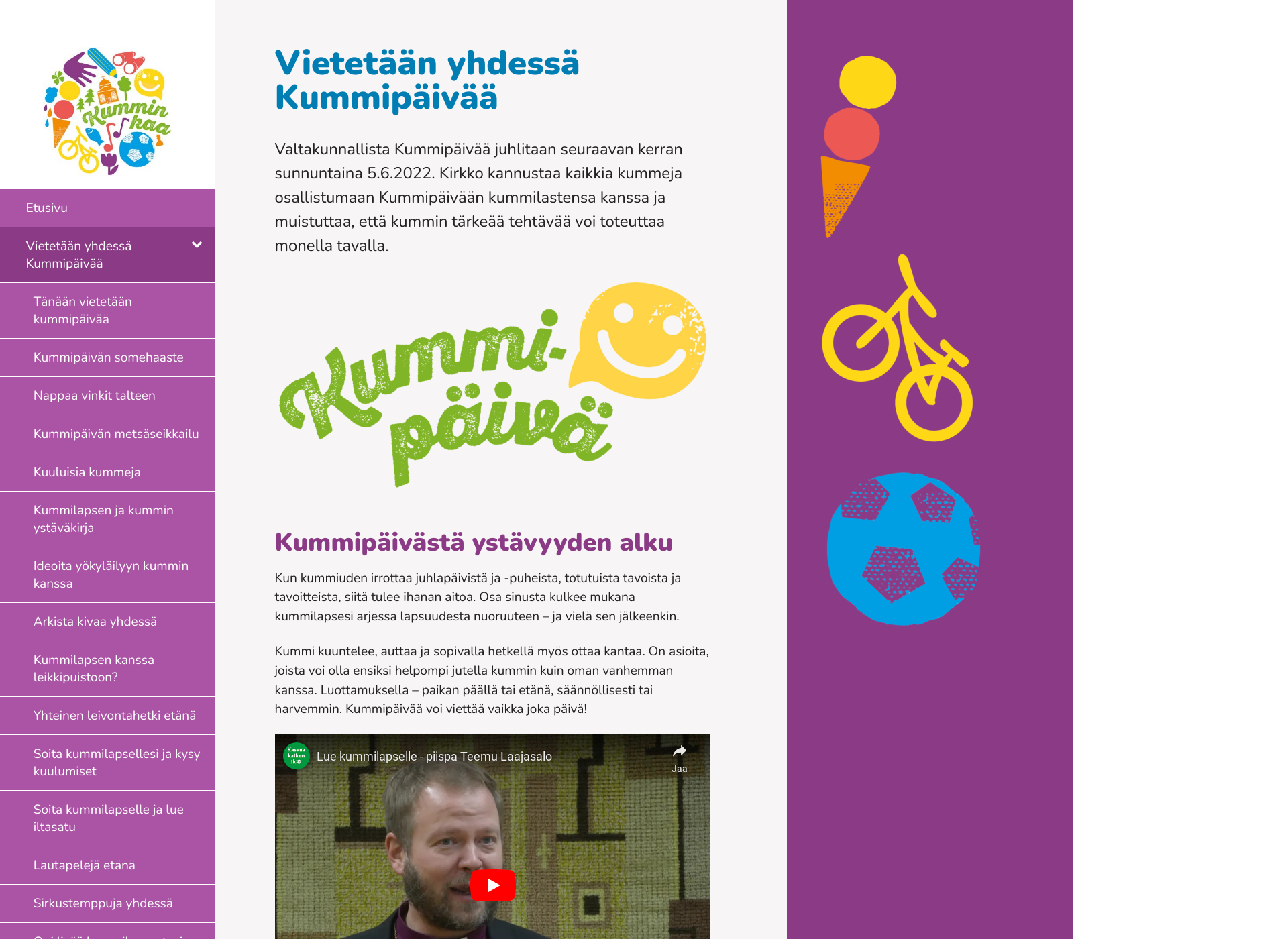 Skärmdump för kummipäivä.fi