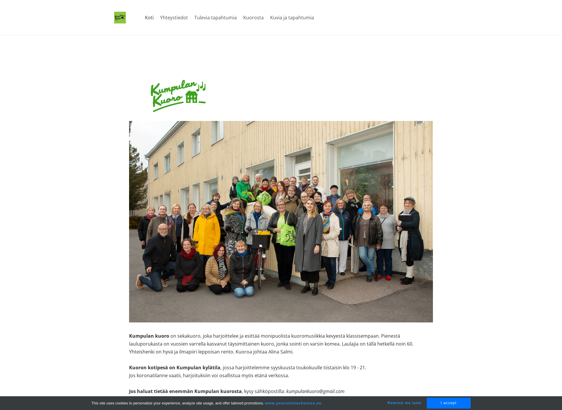 Skärmdump för kumpulankuoro.fi