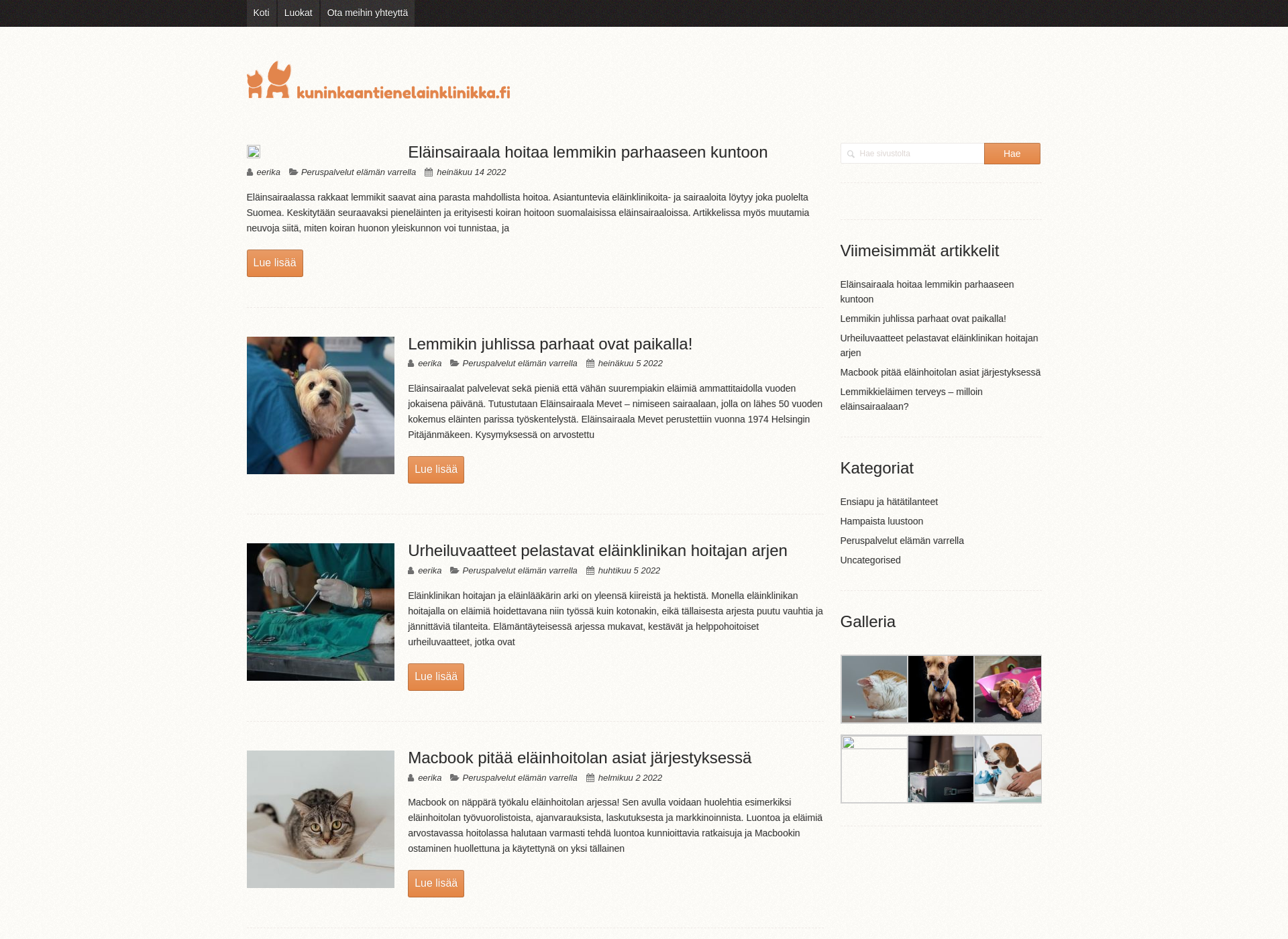 Screenshot for kuninkaantienelainklinikka.fi