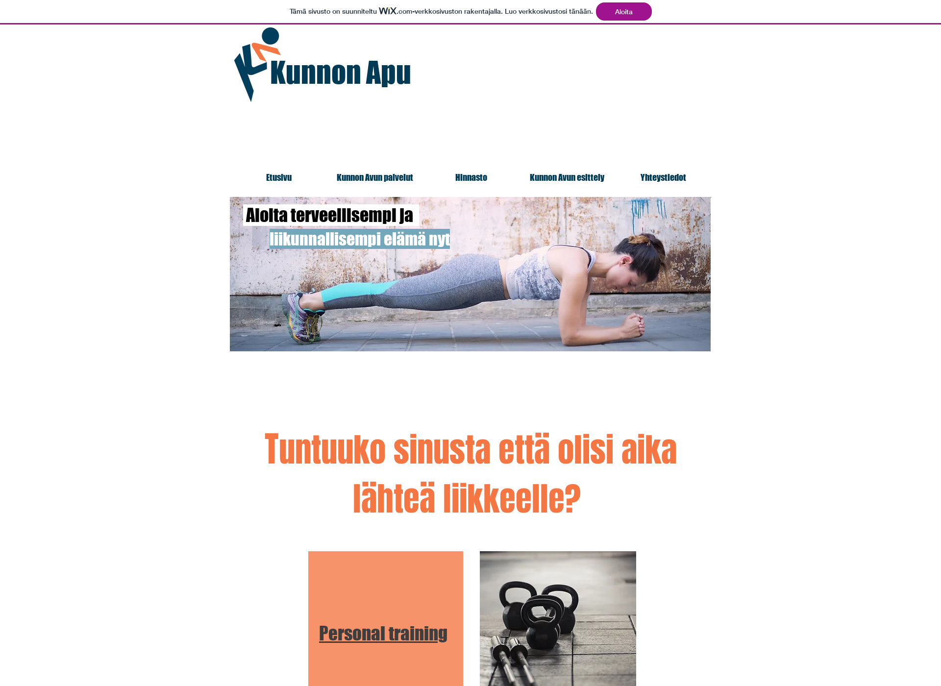 Skärmdump för kunnonapu.fi