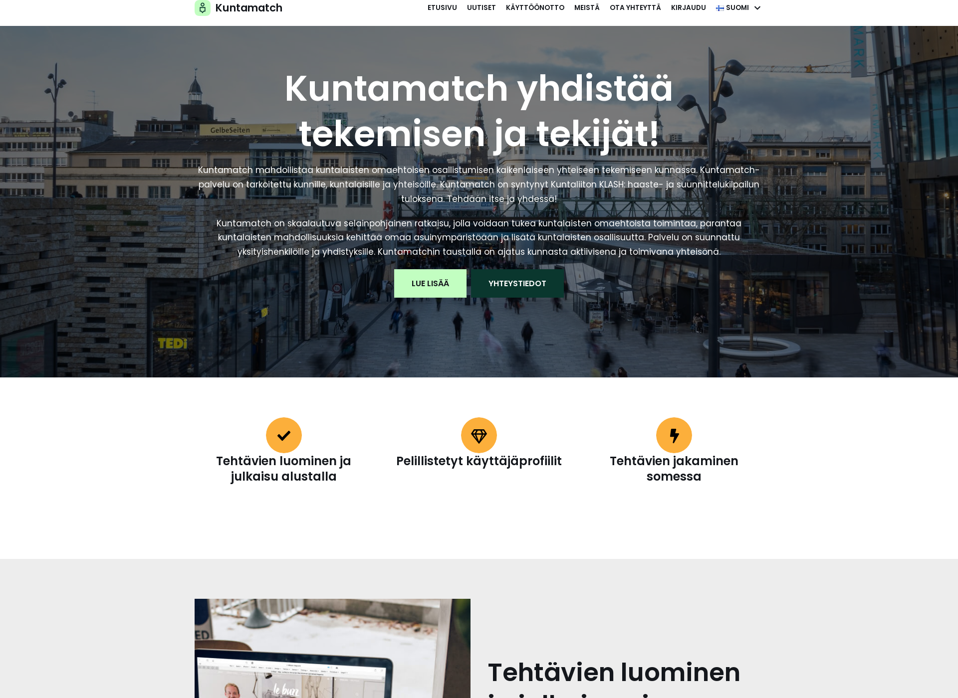 Skärmdump för kuntamatch.fi