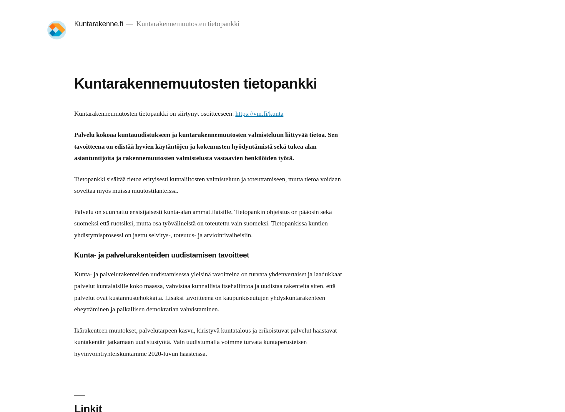 Skärmdump för kuntarakenne.fi