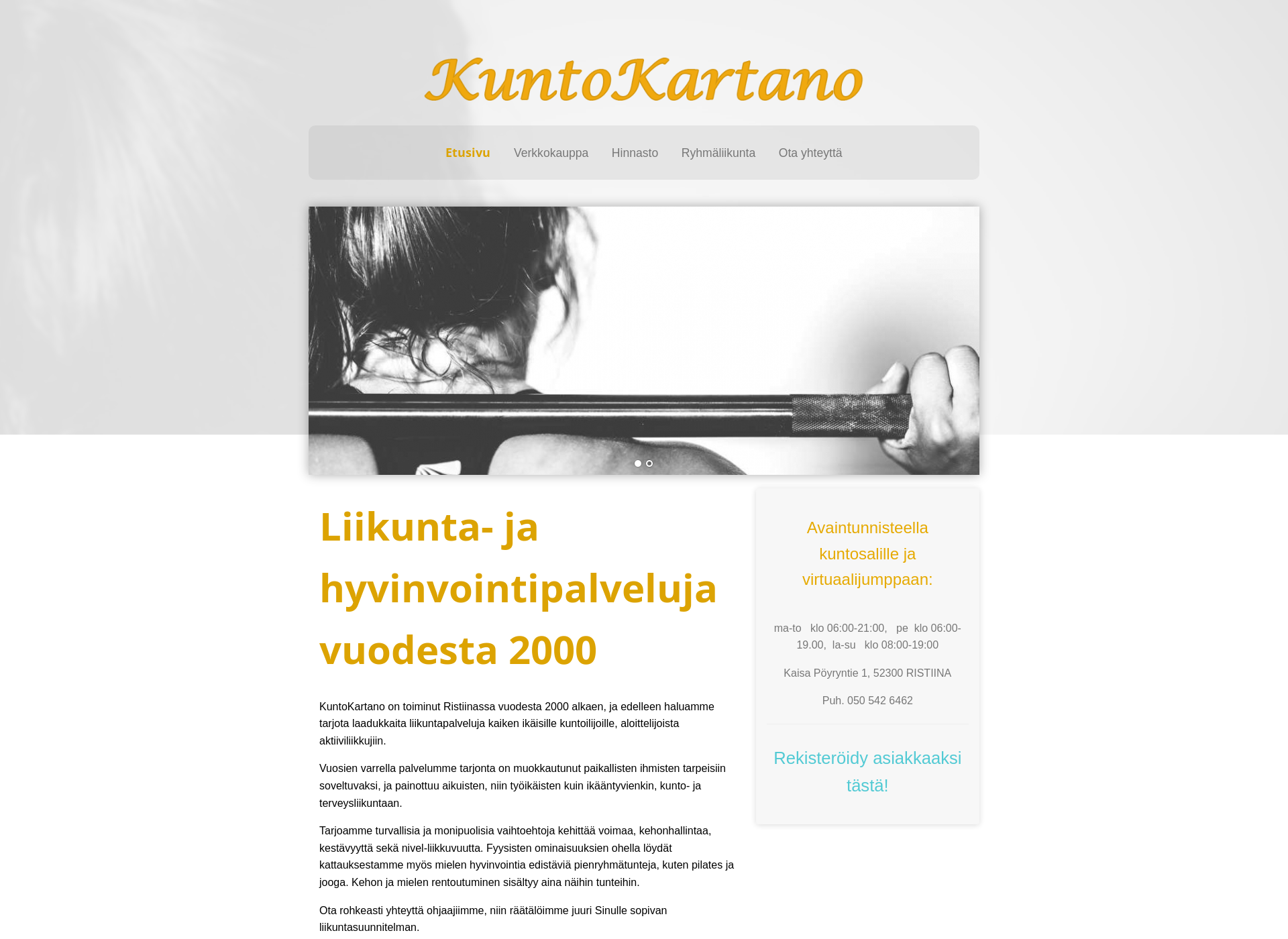 Skärmdump för kuntokartano.fi