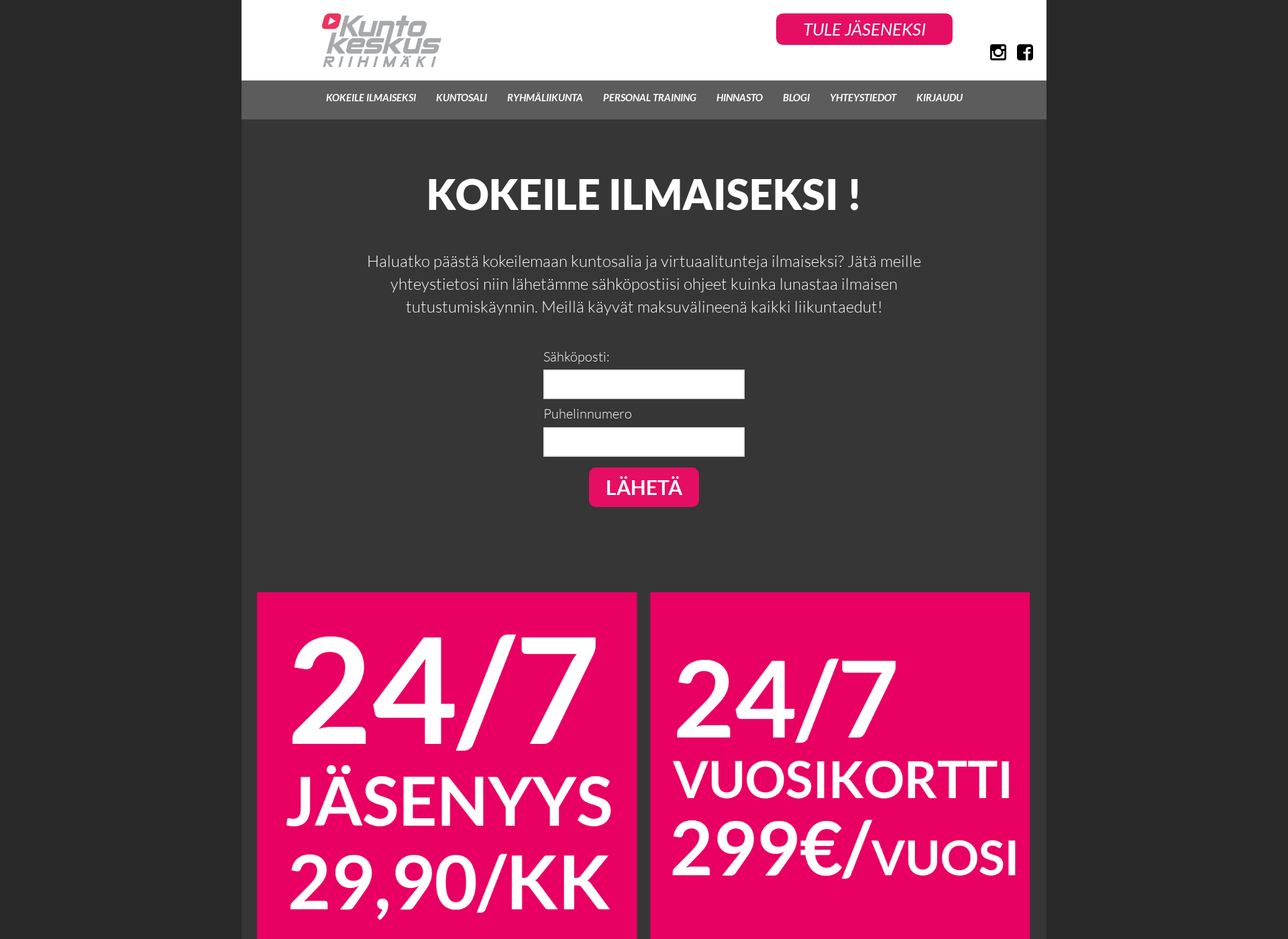Screenshot for kuntokeskusriihimaki.fi