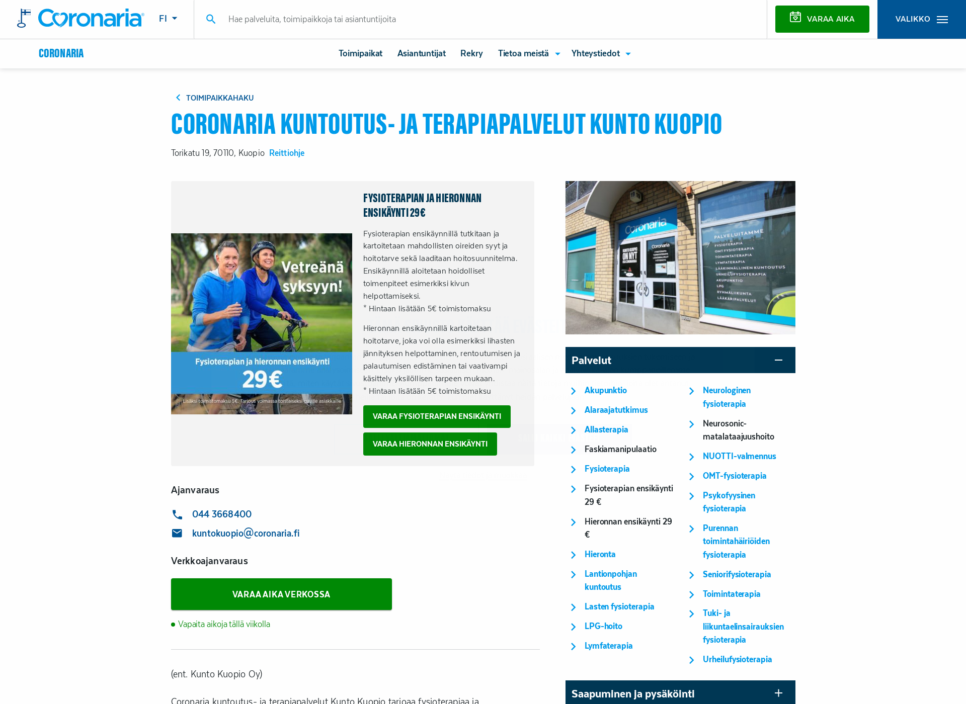 Skärmdump för kuntokuopio.fi