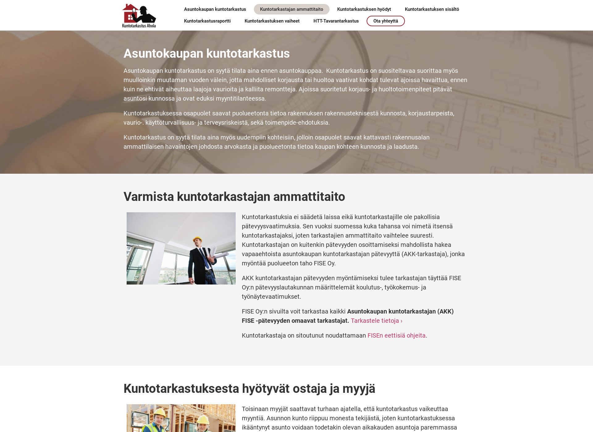 Skärmdump för kuntotarkastusahola.fi