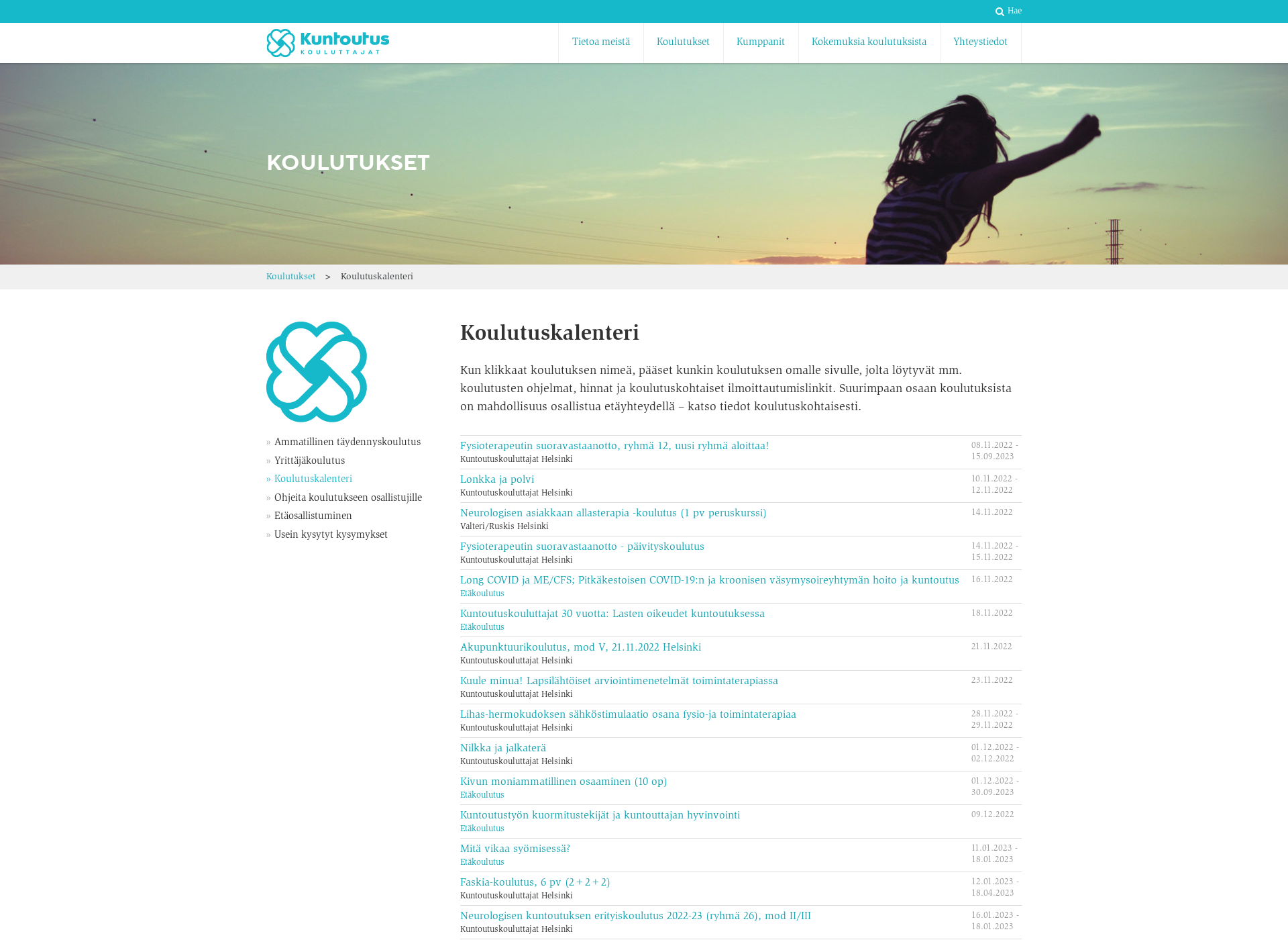 Screenshot for kuntoutuskoulutukset.fi