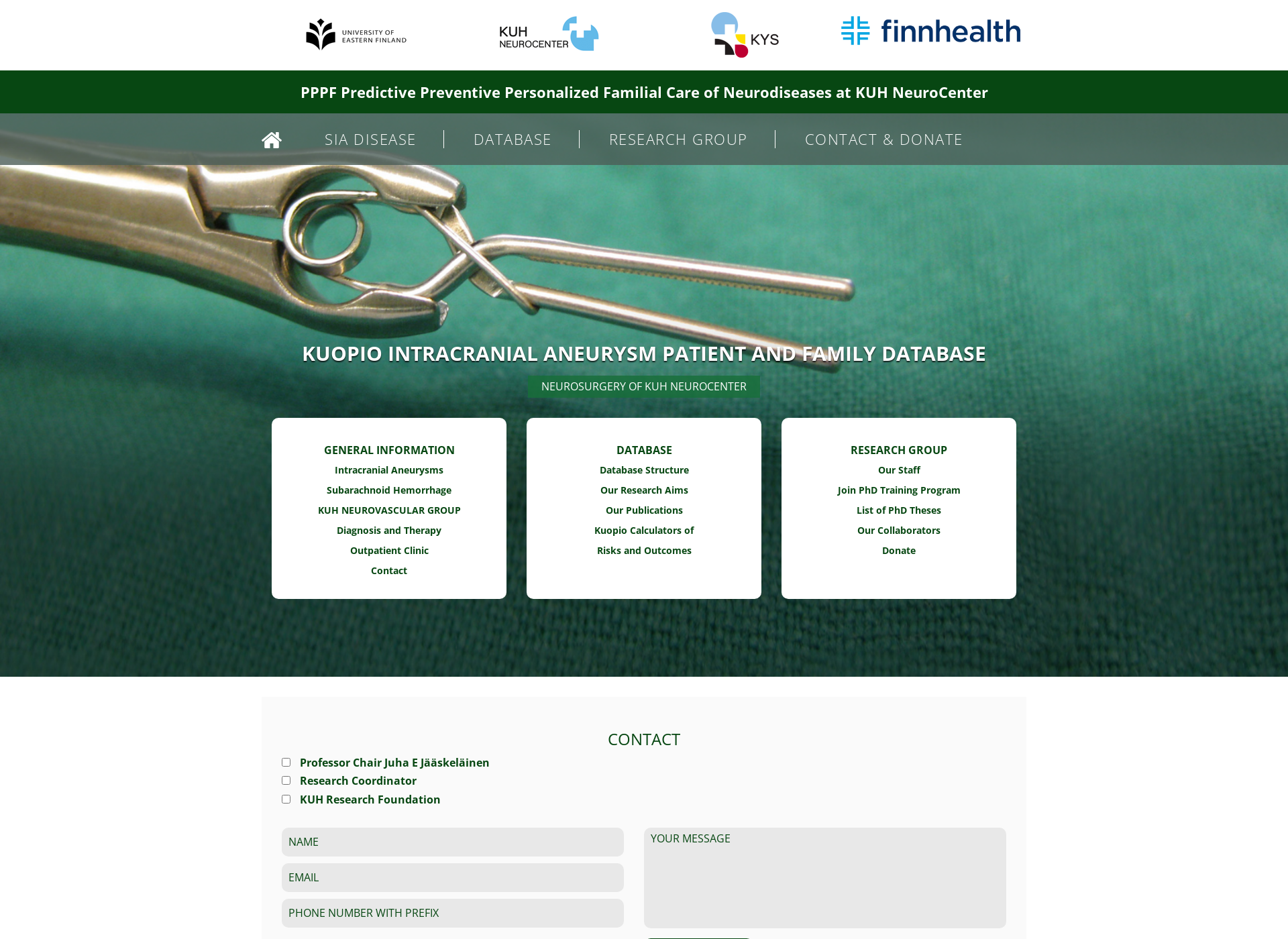 Screenshot for kuopioneurosurgery.fi