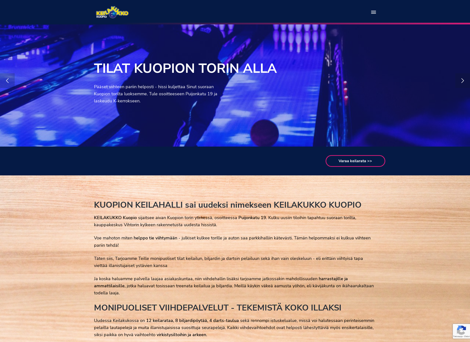 Skärmdump för kuopionkeilahalli.fi