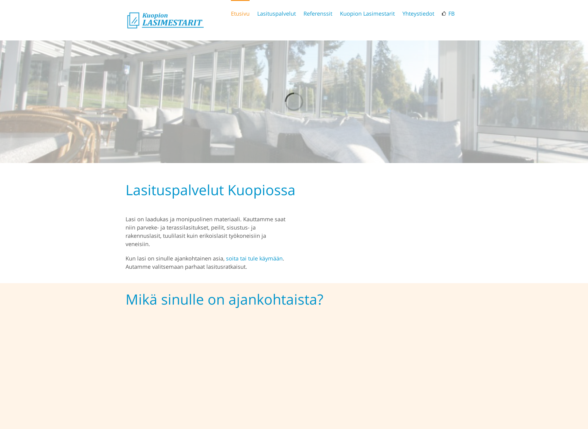 Skärmdump för kuopionlasimestarit.fi