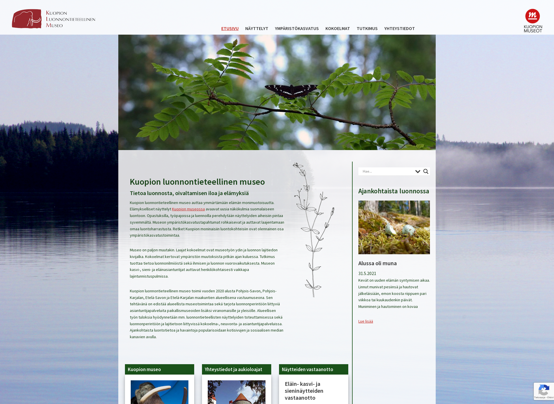 Screenshot for kuopionluonnontieteellinenmuseo.fi