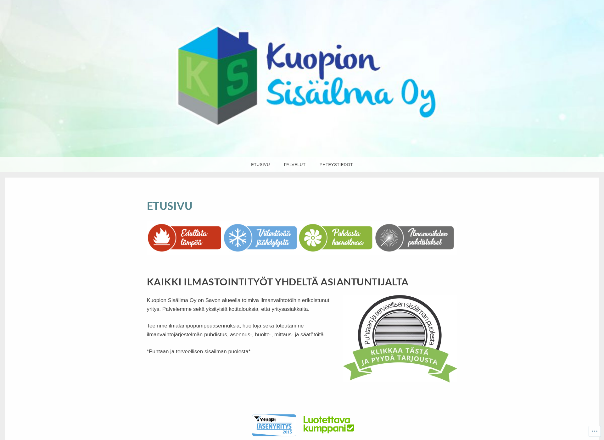 Screenshot for kuopionsisailma.fi