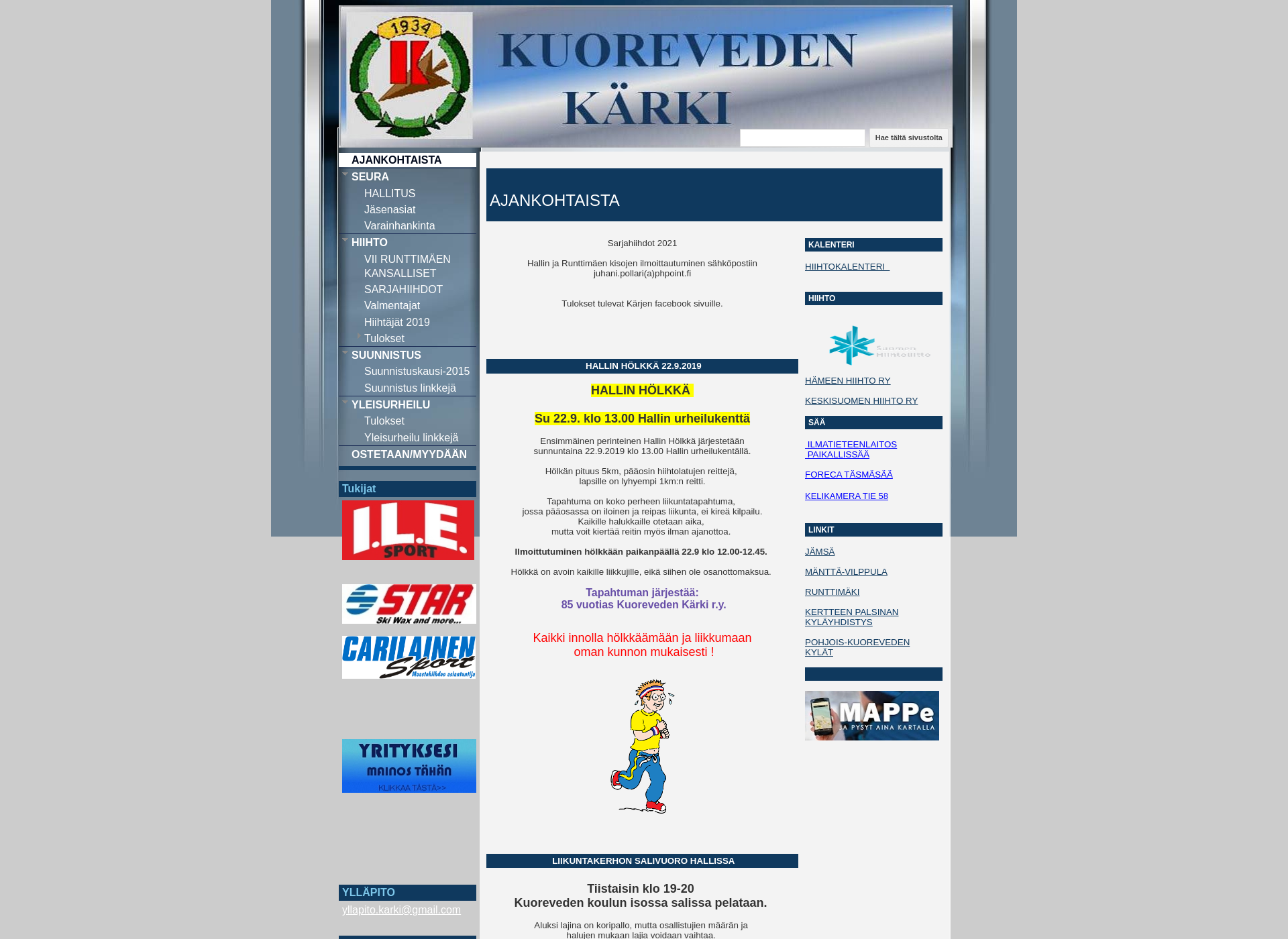 Skärmdump för kuorevedenkarki.fi