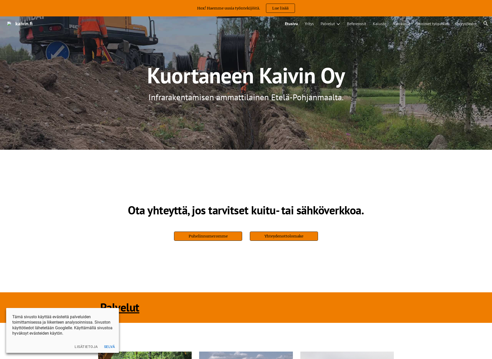Skärmdump för kuortaneenkaivin.fi