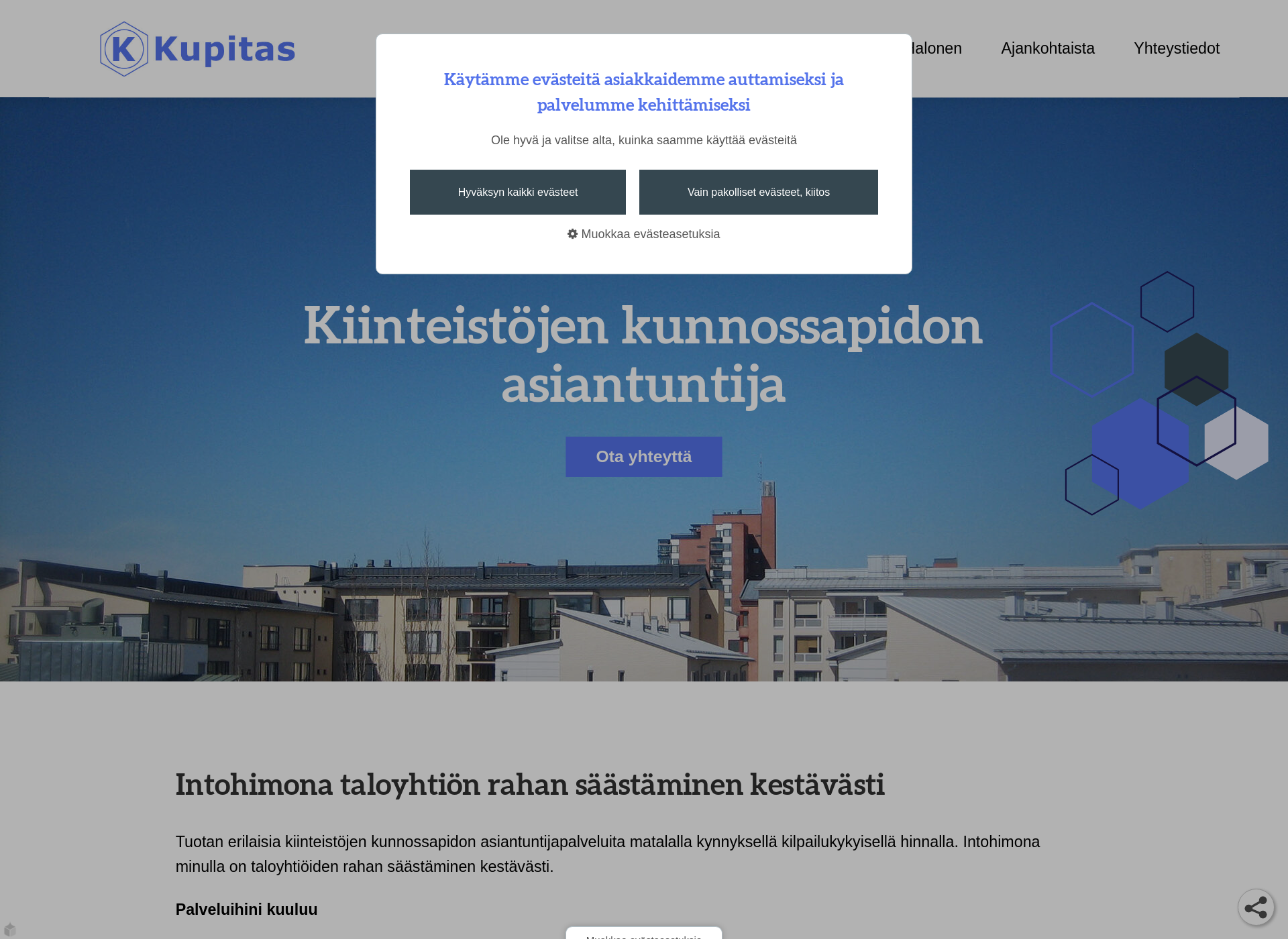Skärmdump för kupitas.fi