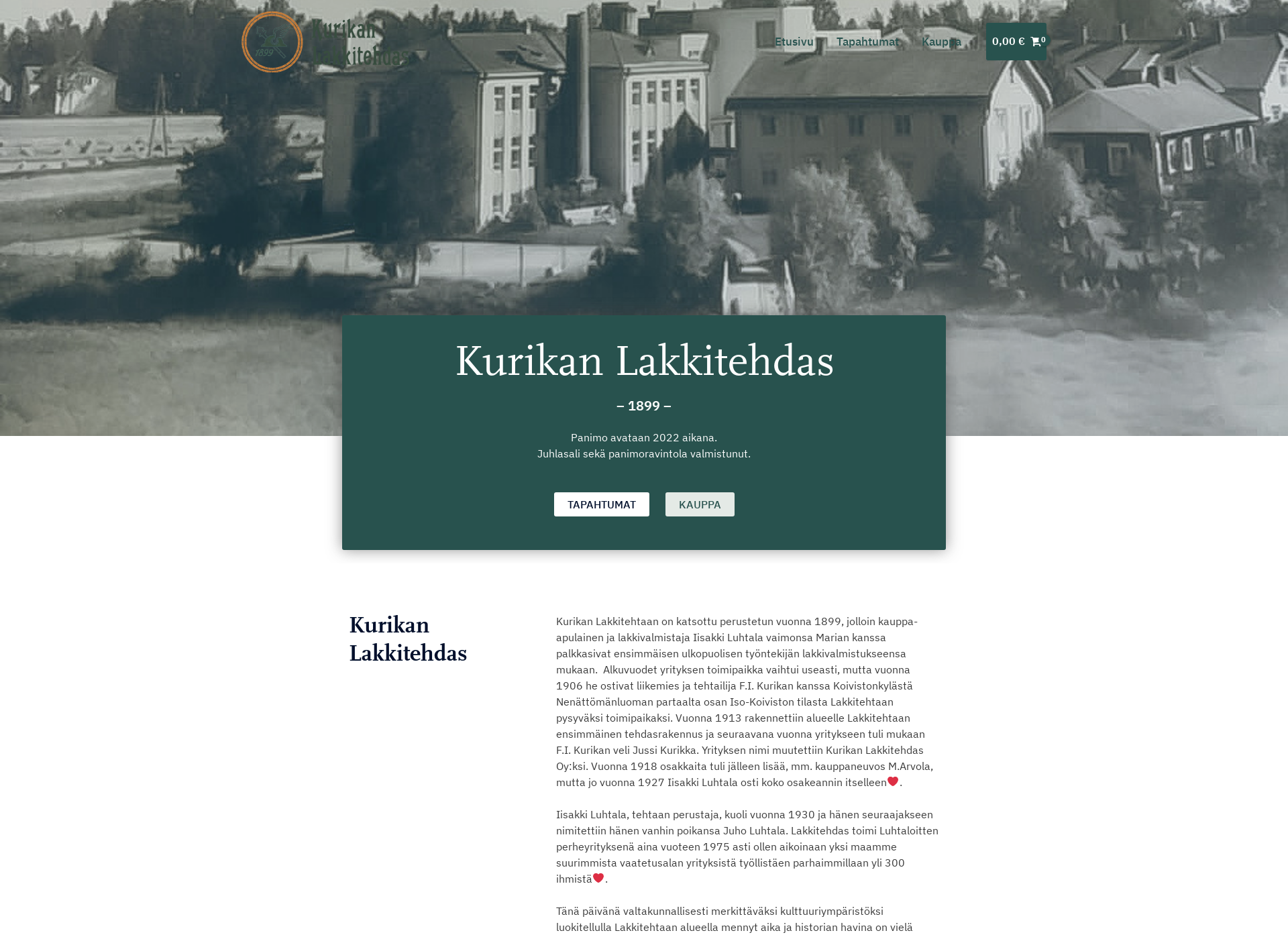 Skärmdump för kurikanlakkitehdas.fi