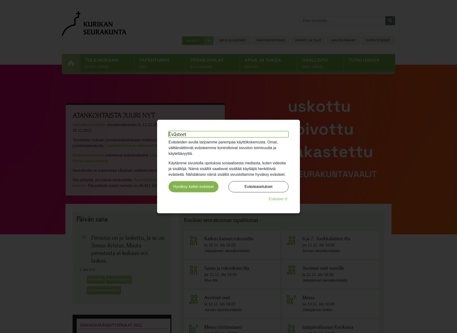 Screenshot for kurikanseurakunta.fi