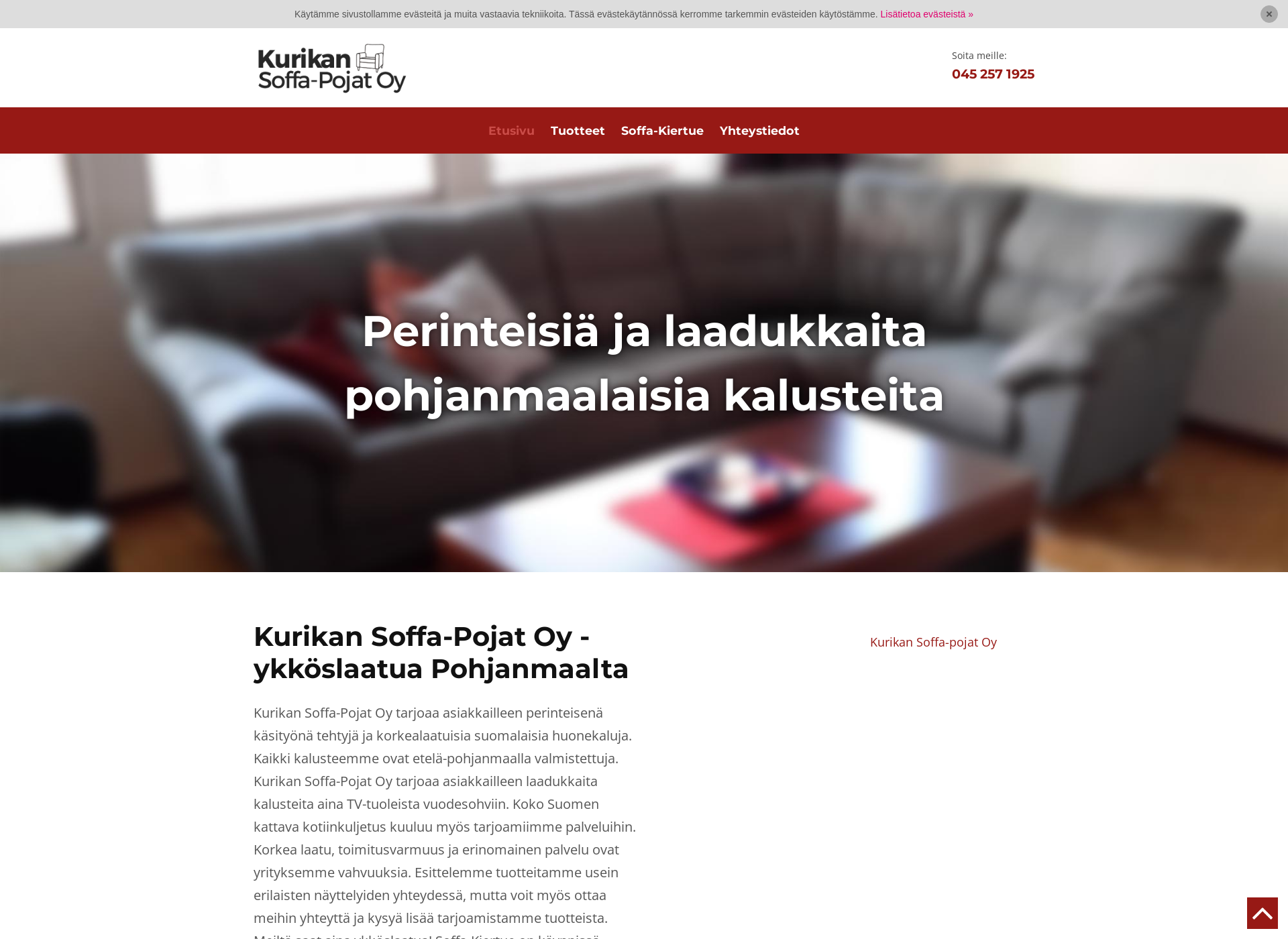 Skärmdump för kurikansoffapojat.fi