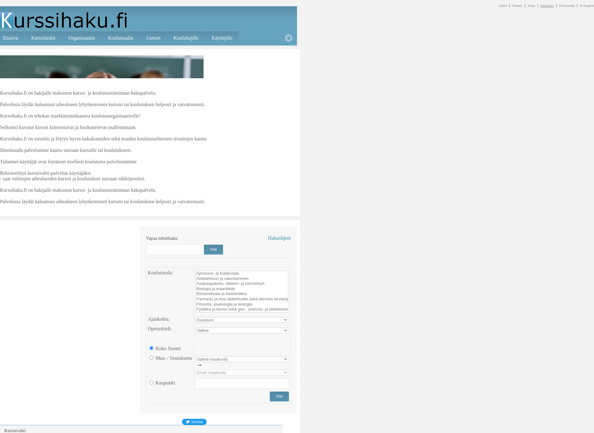 Screenshot for kurssihaku.fi