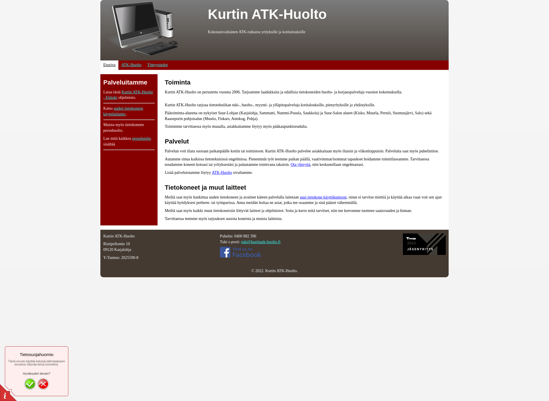 Screenshot for kurtinatk-huolto.fi