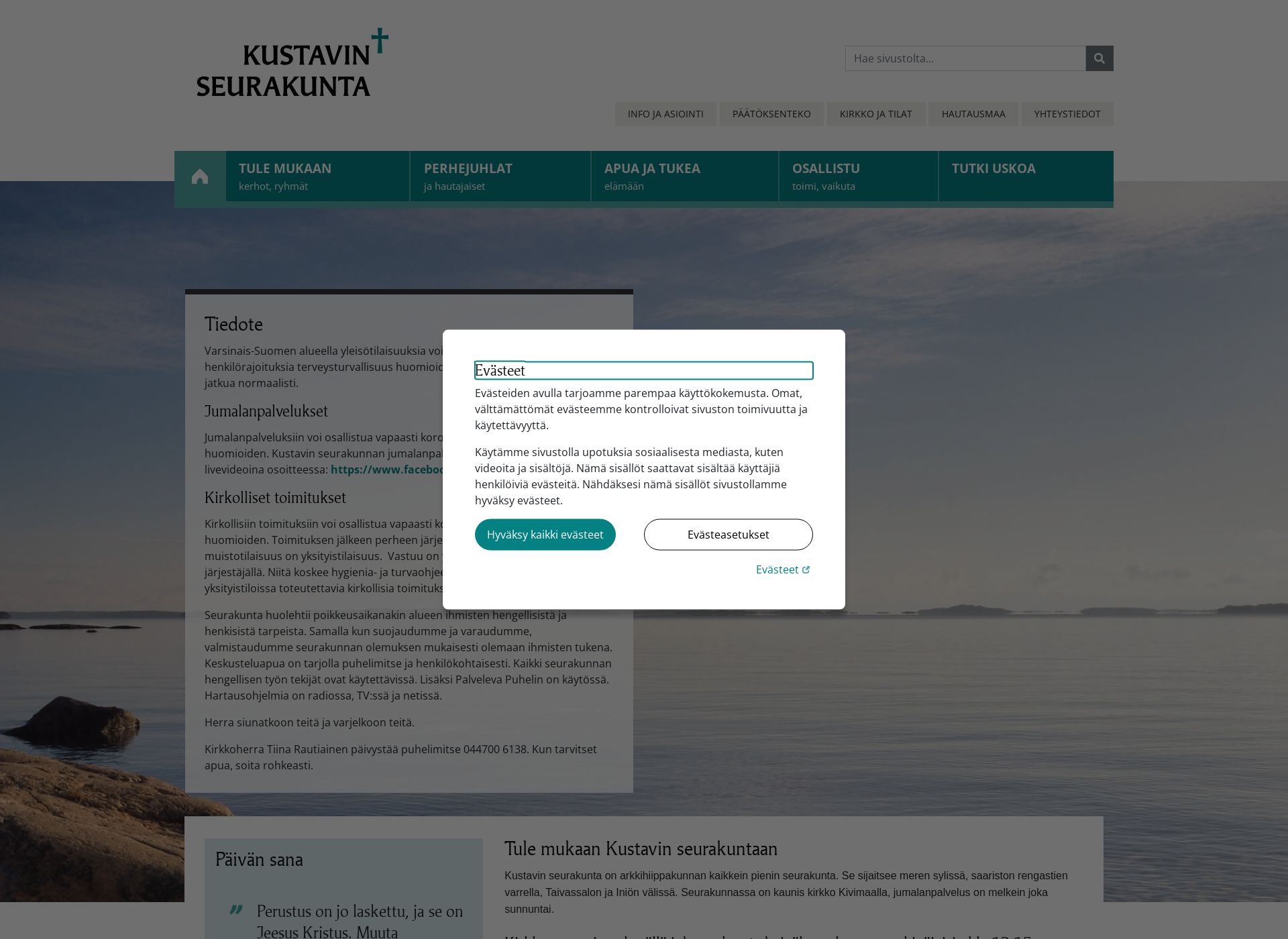Screenshot for kustavinseurakunta.fi