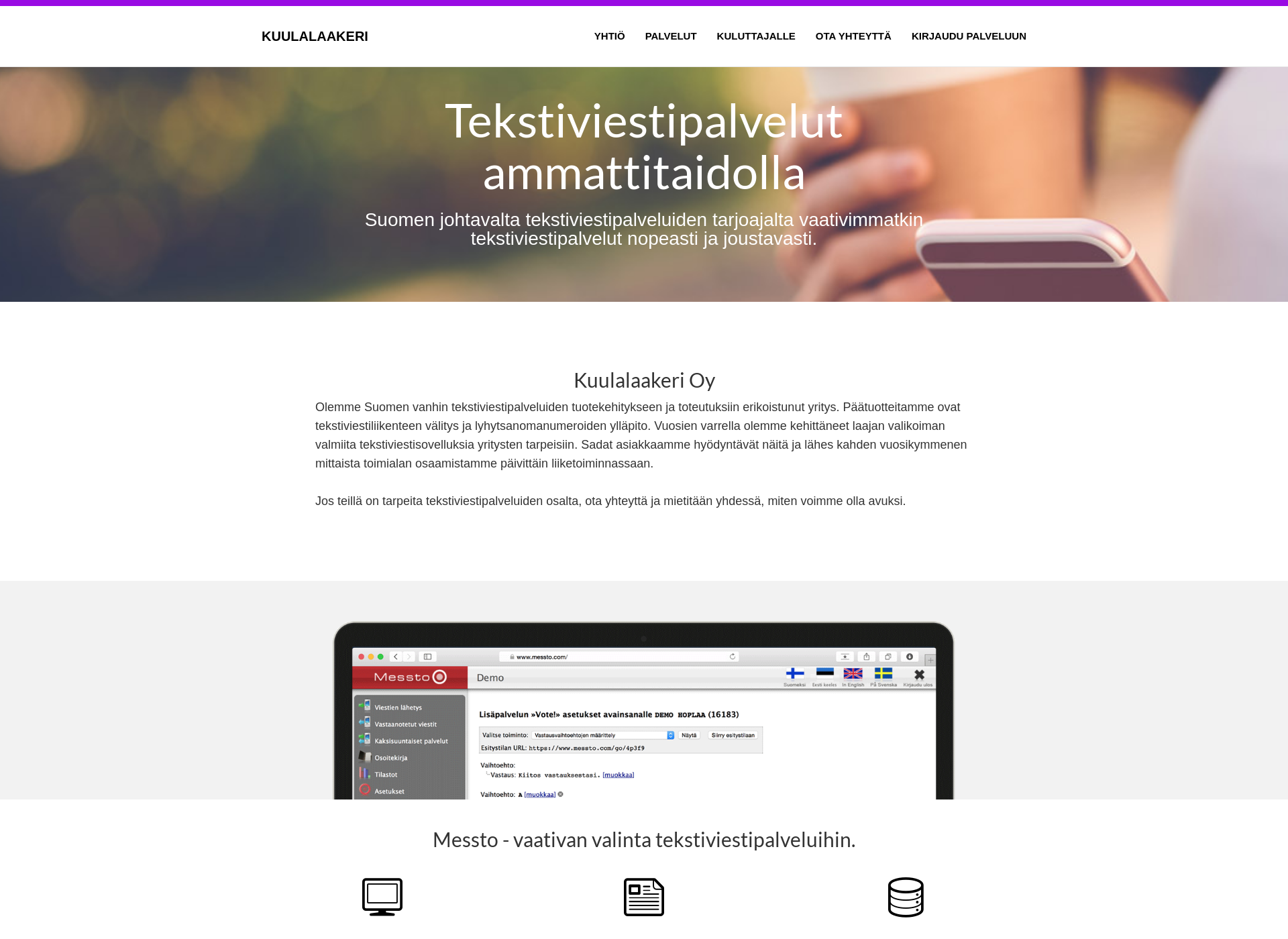 Skärmdump för kuulalaakeri.fi