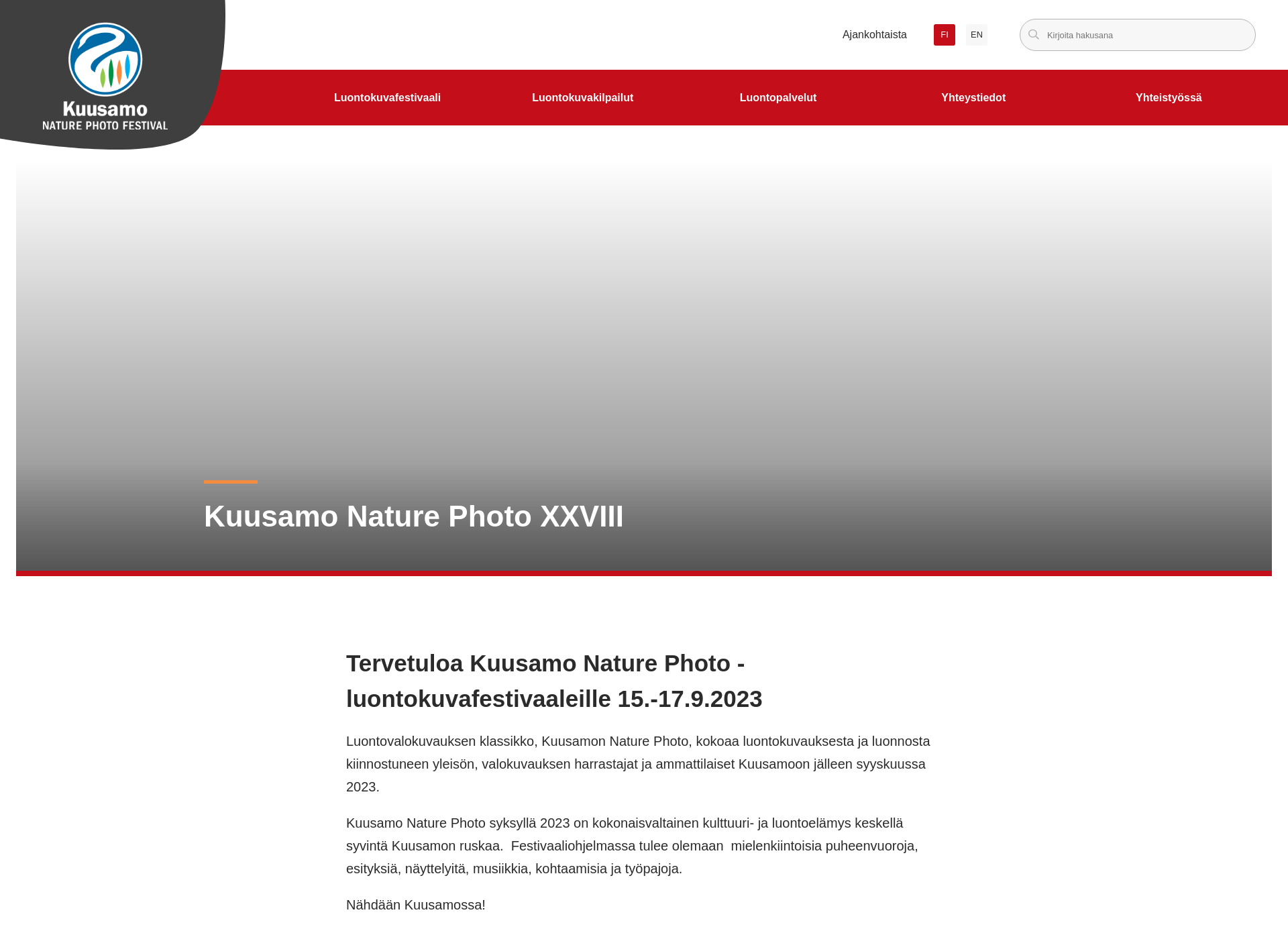 Skärmdump för kuusamonaturephoto.fi
