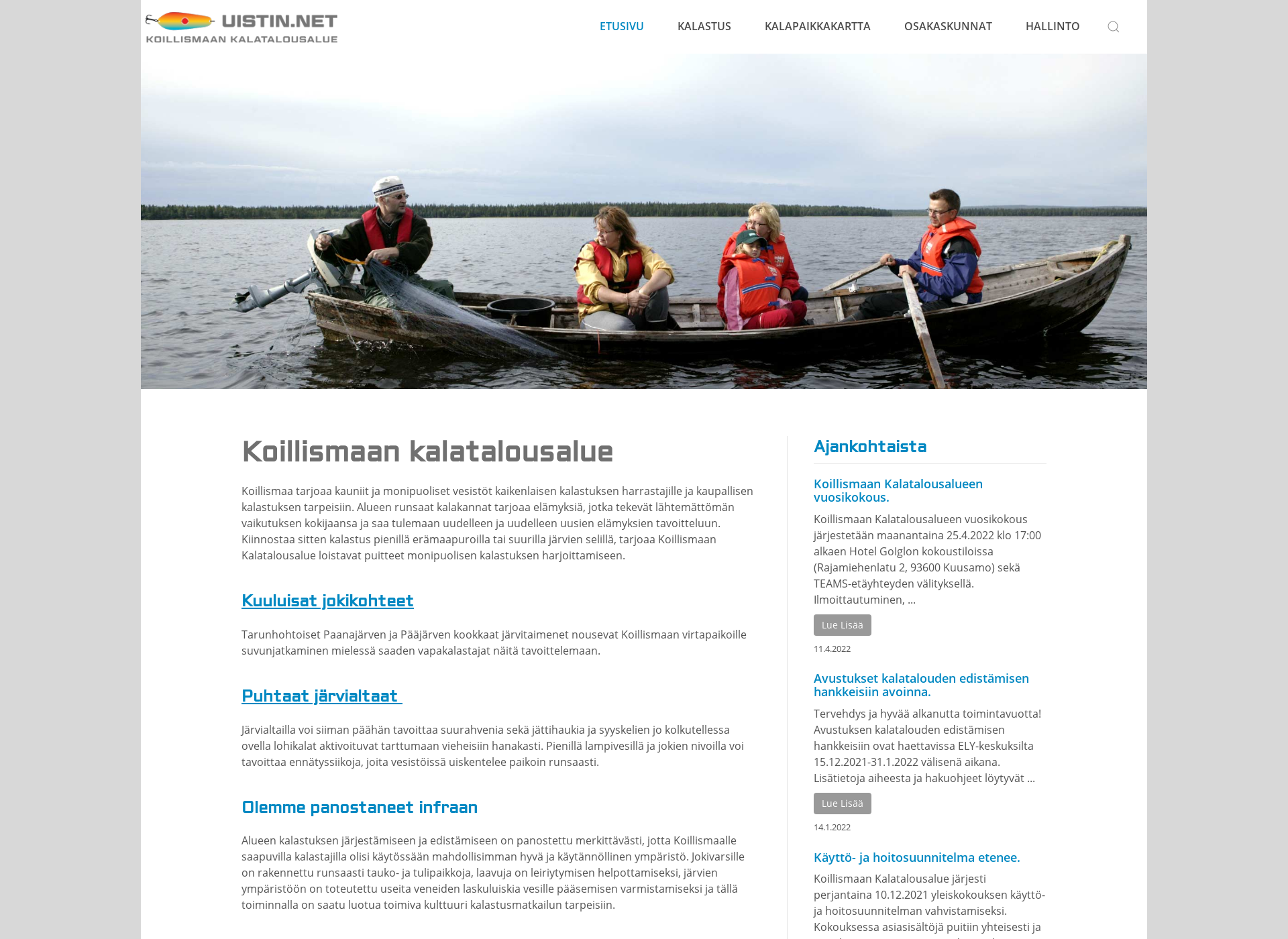 Näyttökuva kuusamonkalastusalue.fi