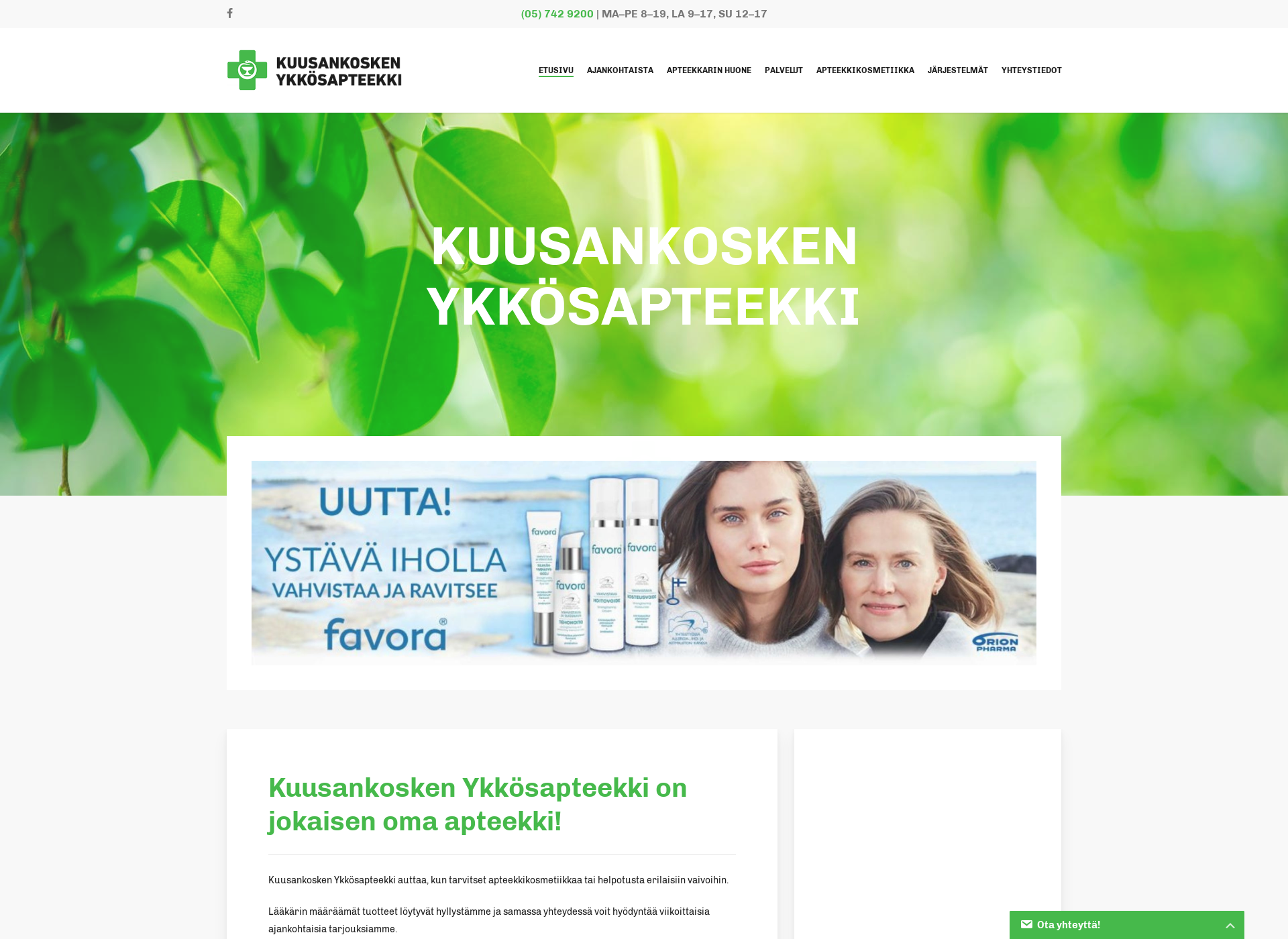 Skärmdump för kuusankoskenapteekki.fi