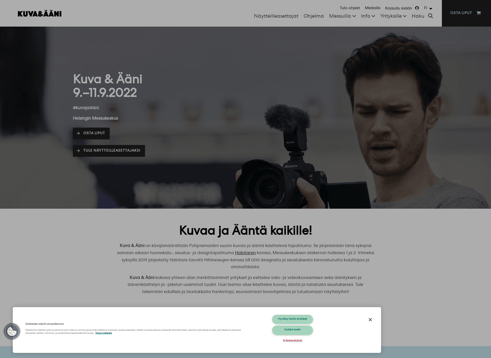 Skärmdump för kuvamessut.fi