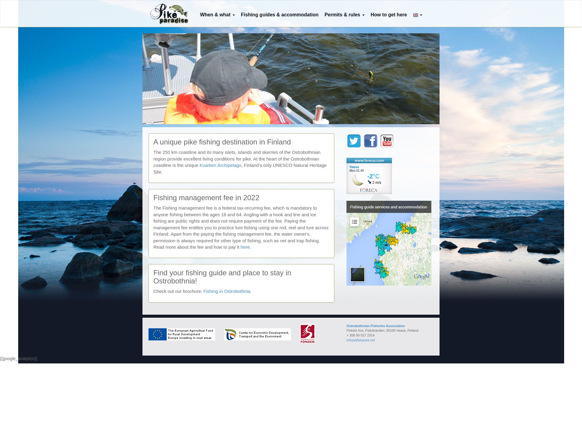 Skärmdump för kvarkenfishing.fi