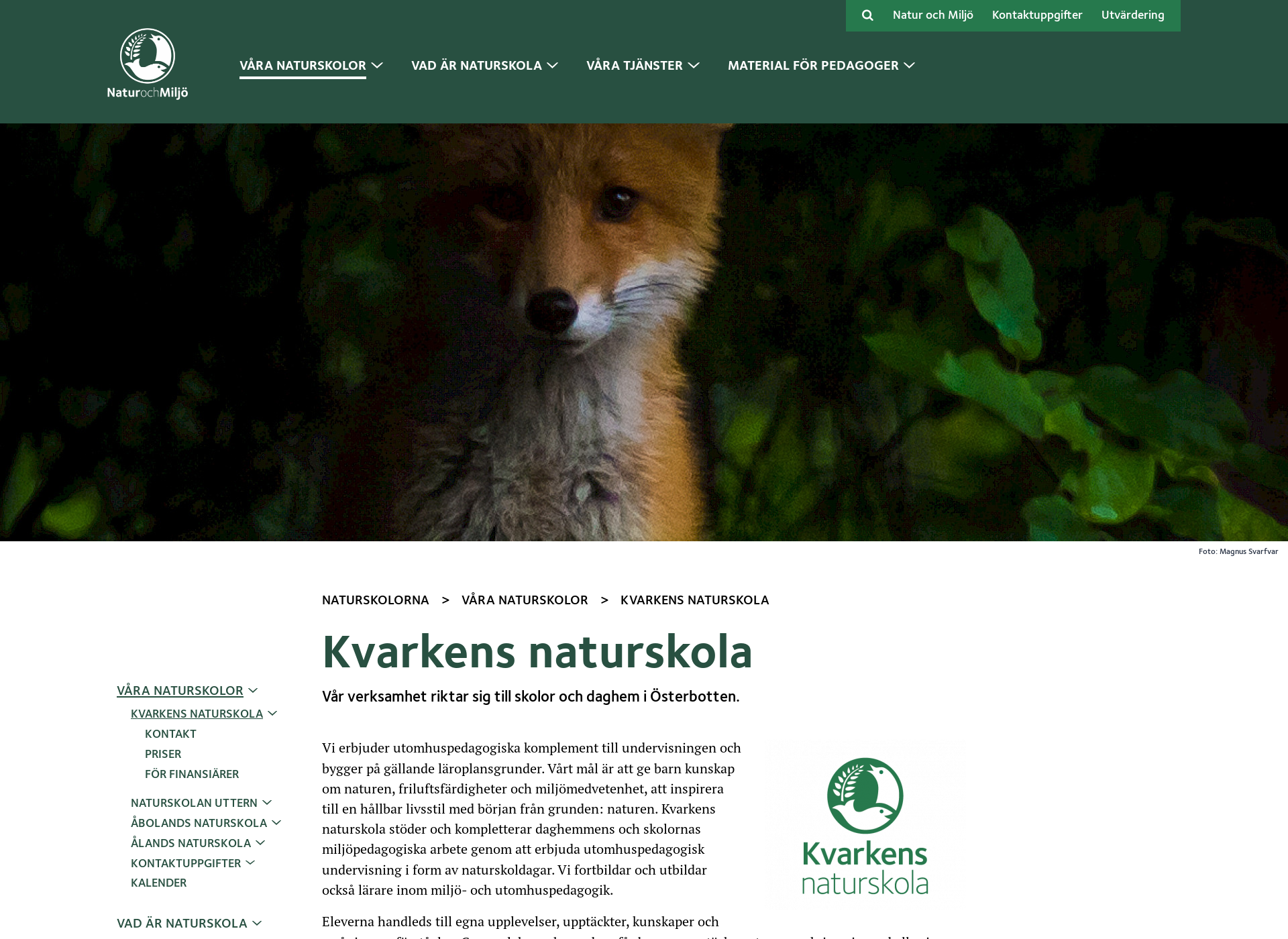 Screenshot for kvarkensnaturskola.fi