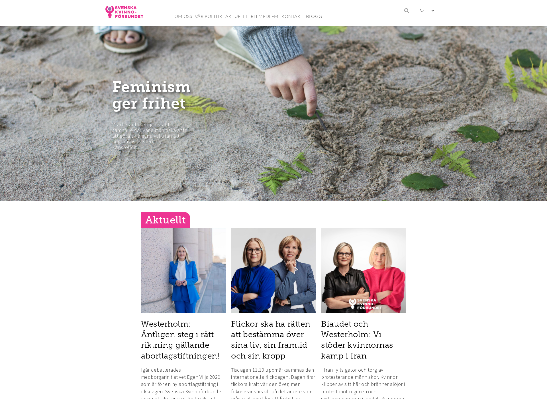 Skärmdump för kvinnoforbundet.fi