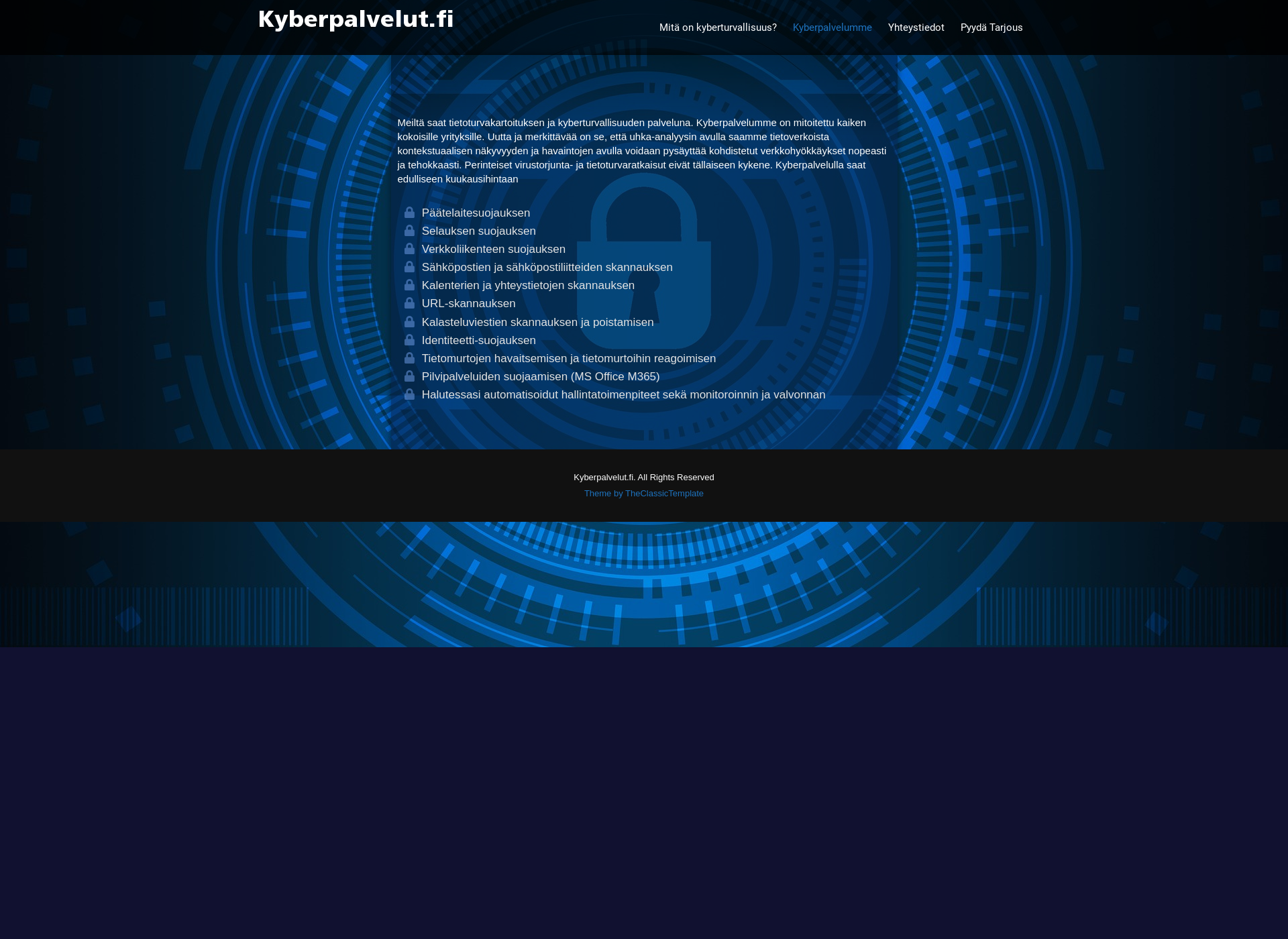 Skärmdump för kyberpalvelut.fi