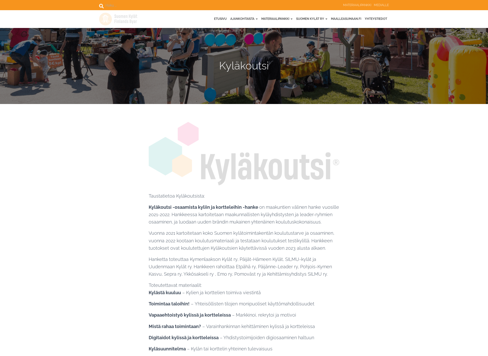 Skärmdump för kylakoutsi.fi