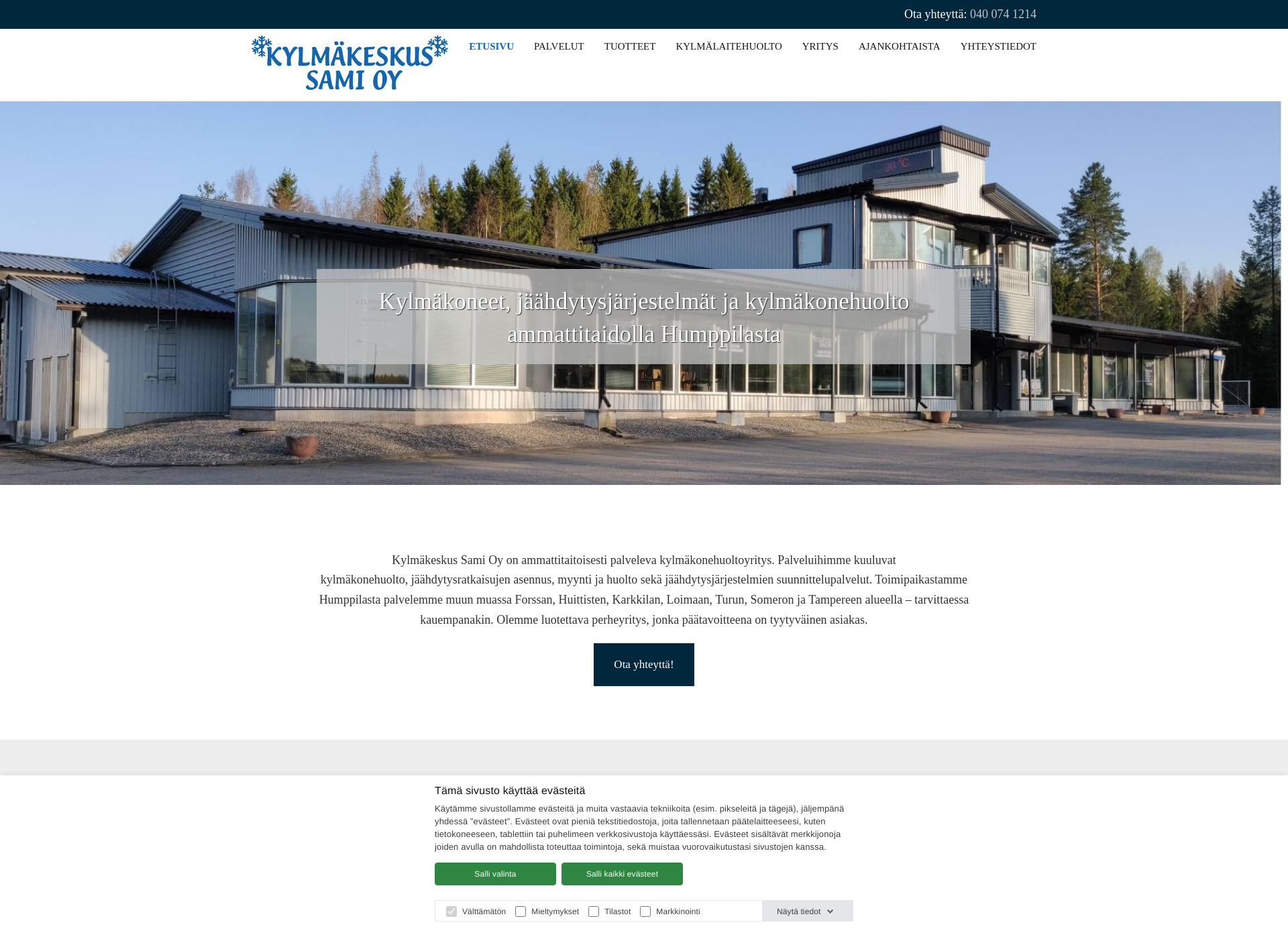 Skärmdump för kylmakeskussami.fi