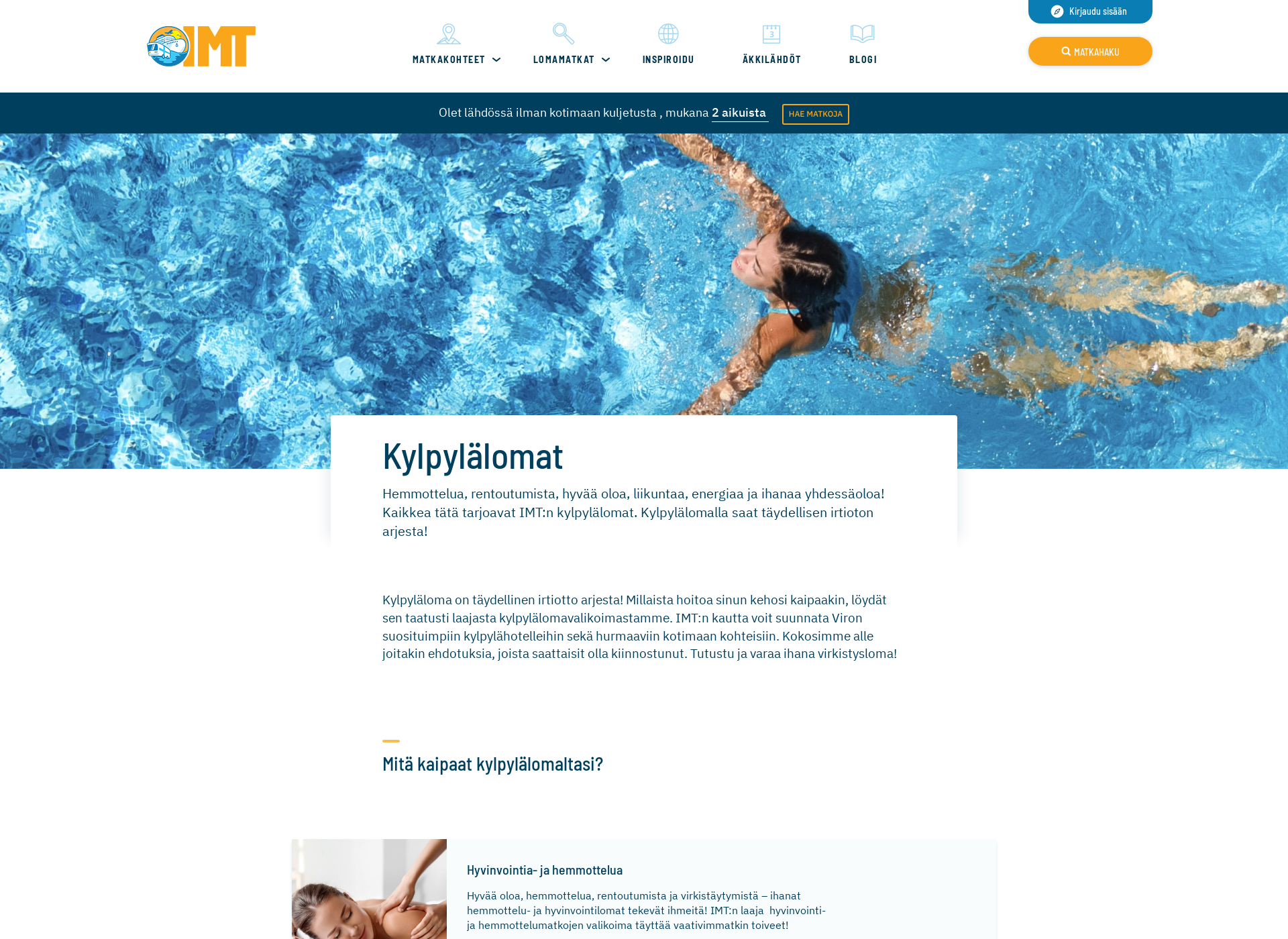 Screenshot for kylpylalomat.fi