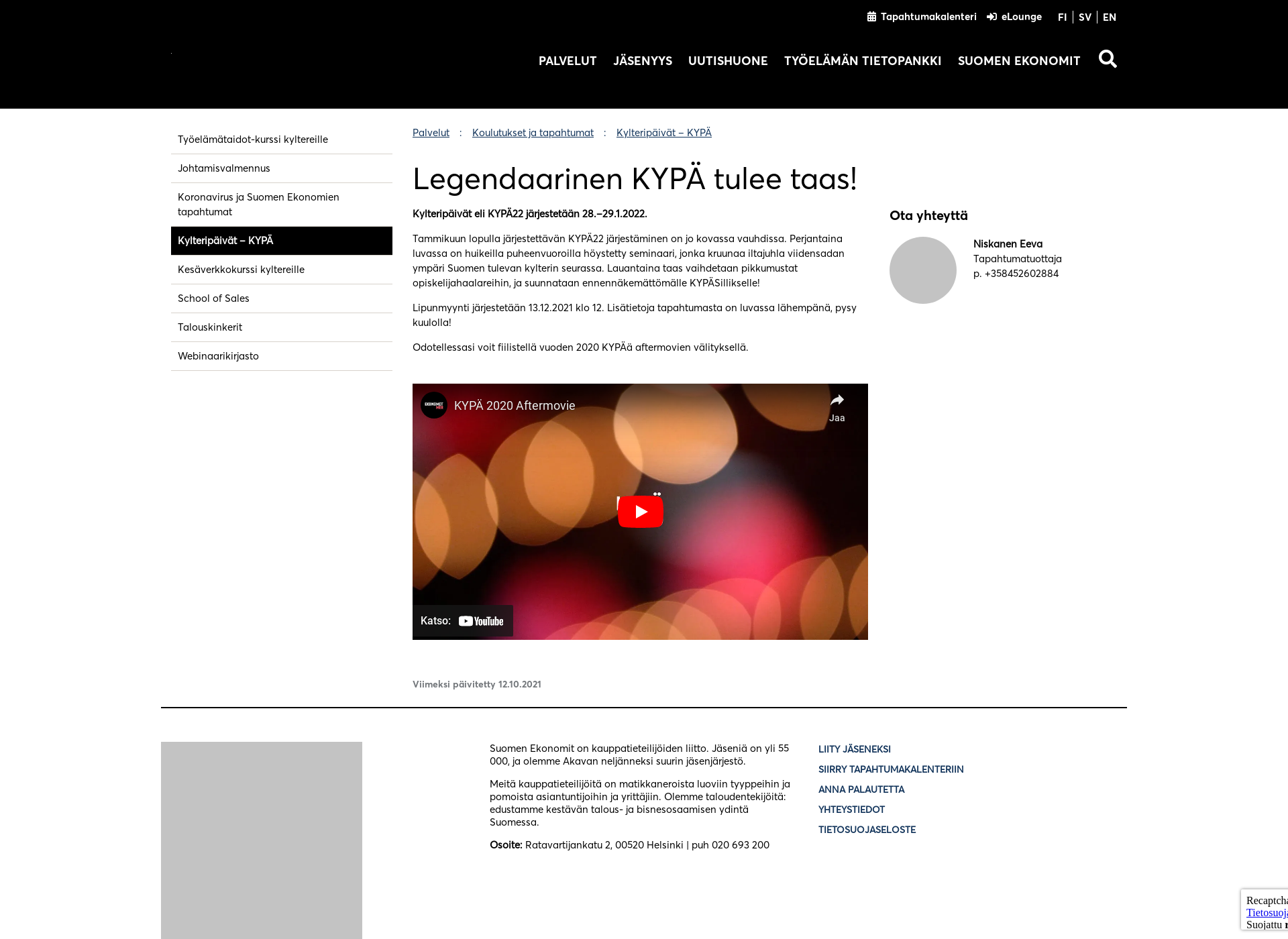 Skärmdump för kylteripaivat.fi