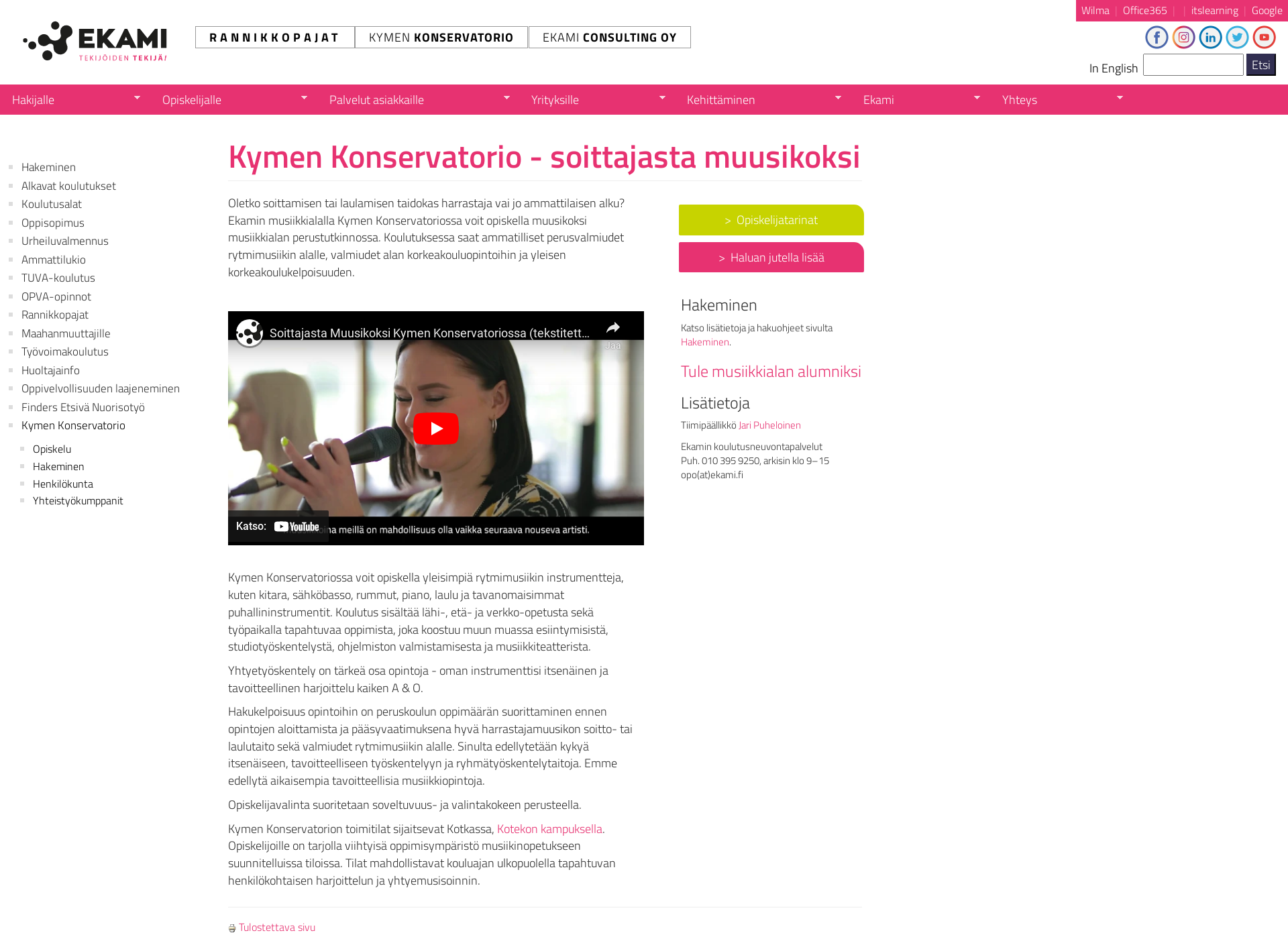 Screenshot for kymenkonservatorio.fi