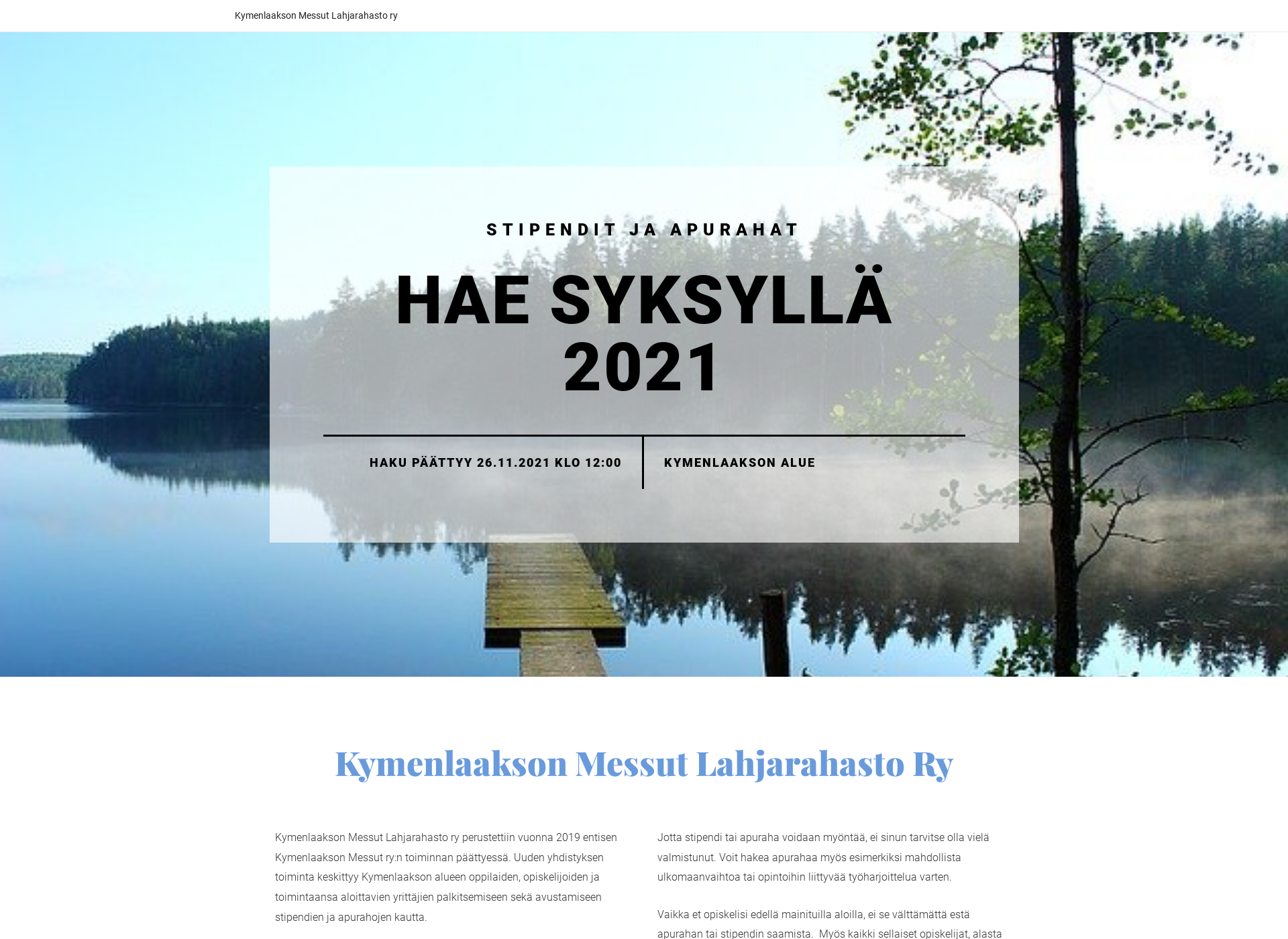 Screenshot for kymenlaaksonmessutlahjarahasto.fi