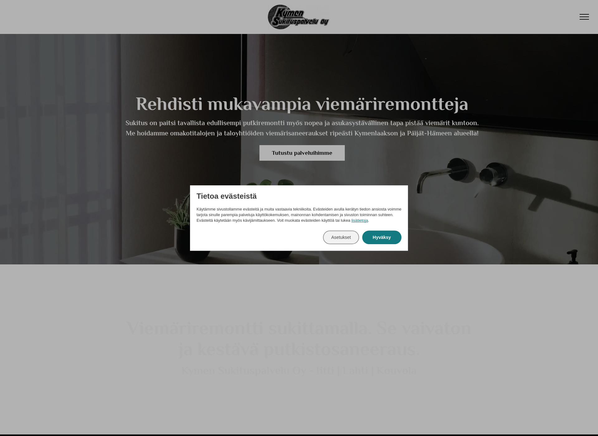 Skärmdump för kymensukituspalvelu.fi