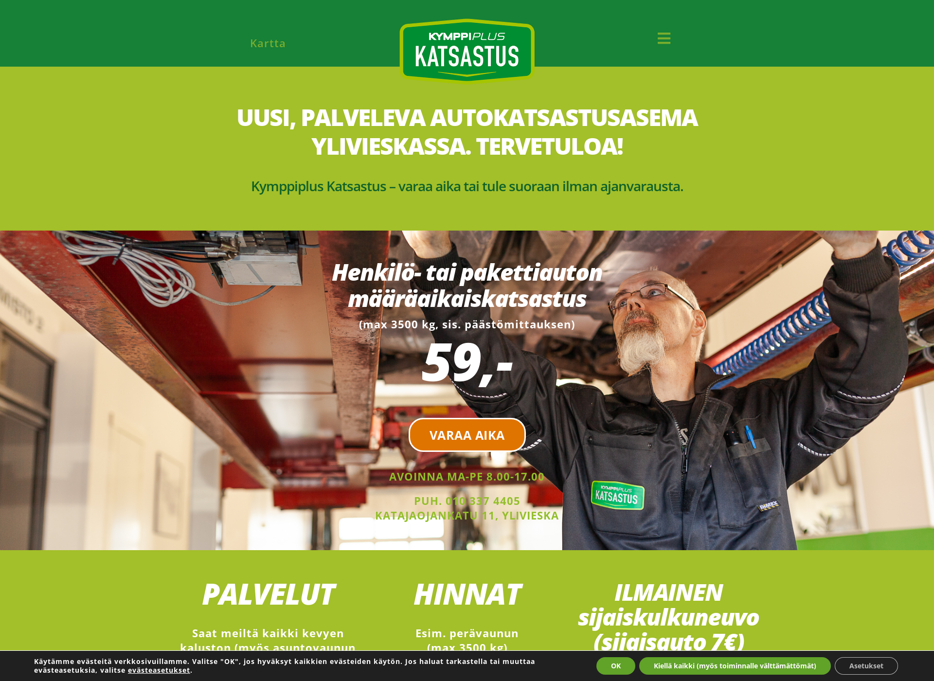 Skärmdump för kymppipluskatsastus.fi