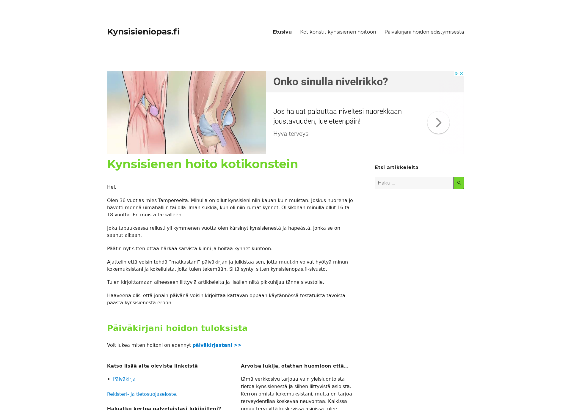Skärmdump för kynsisieniopas.fi