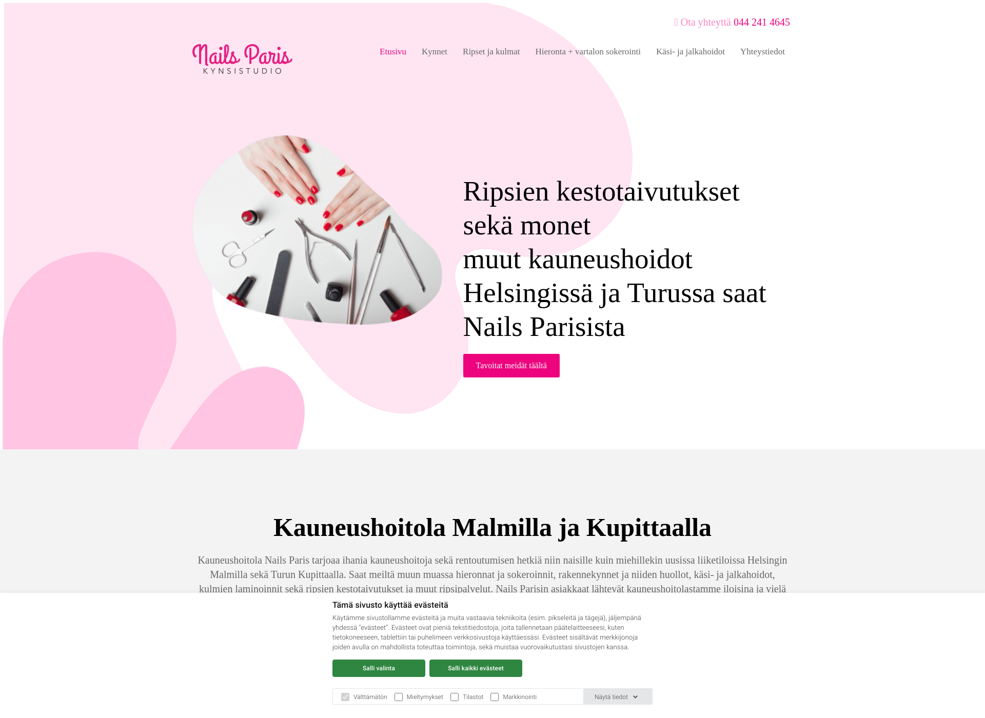 Skärmdump för kynsistudionailsparis.fi