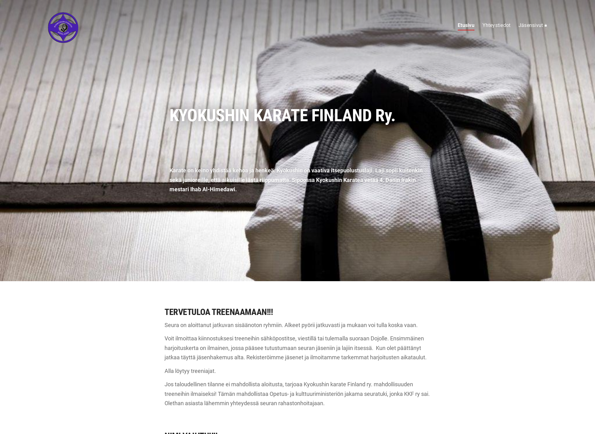 Skärmdump för kyokushinkaratefinland.fi