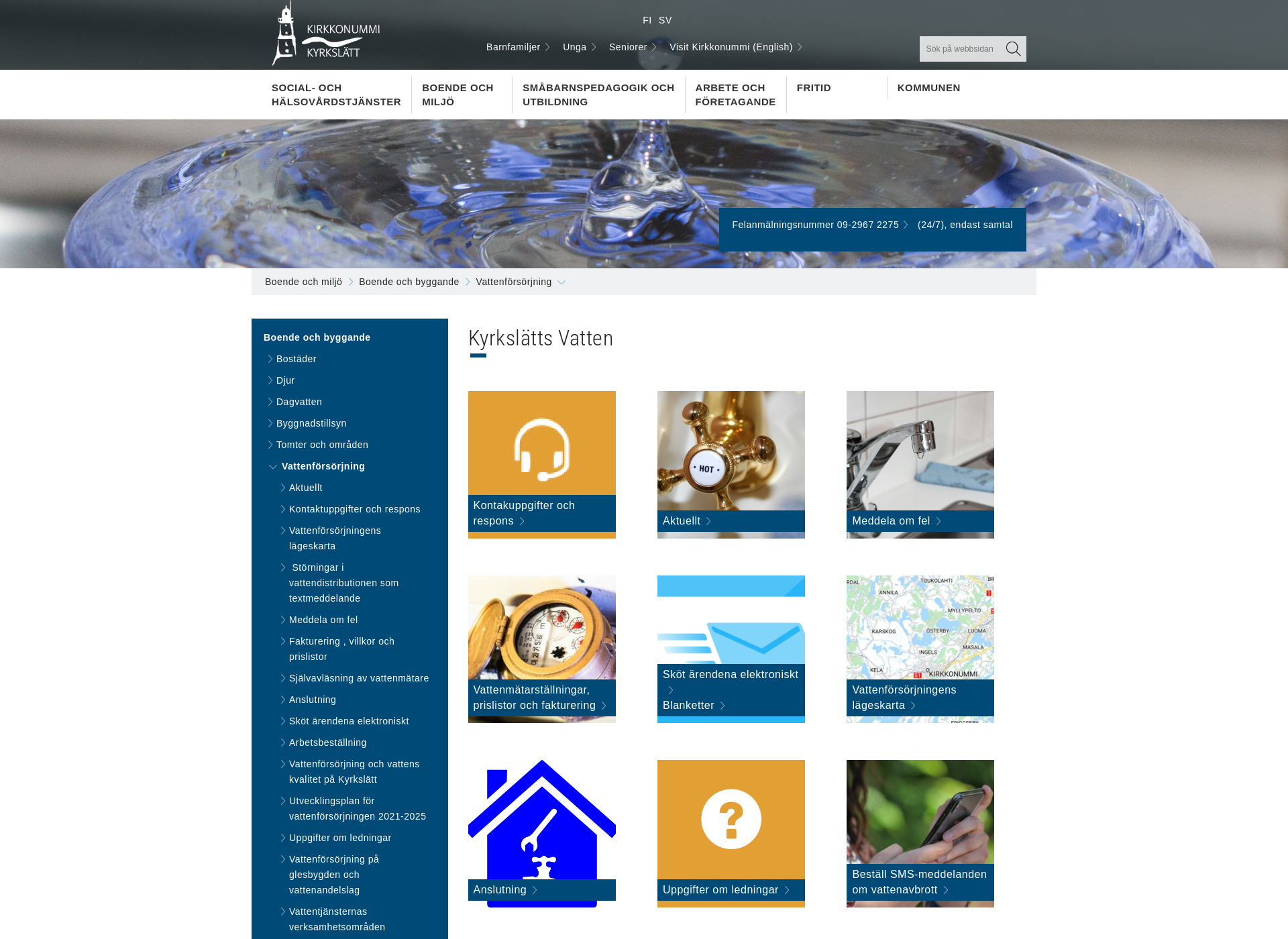 Screenshot for kyrkslattsvatten.fi