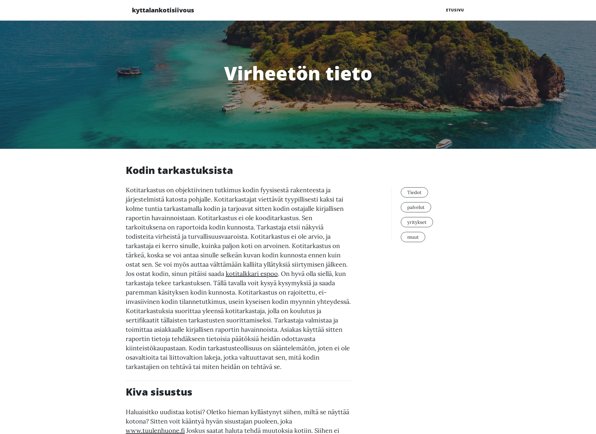 Skärmdump för kyttalankotisiivous.fi