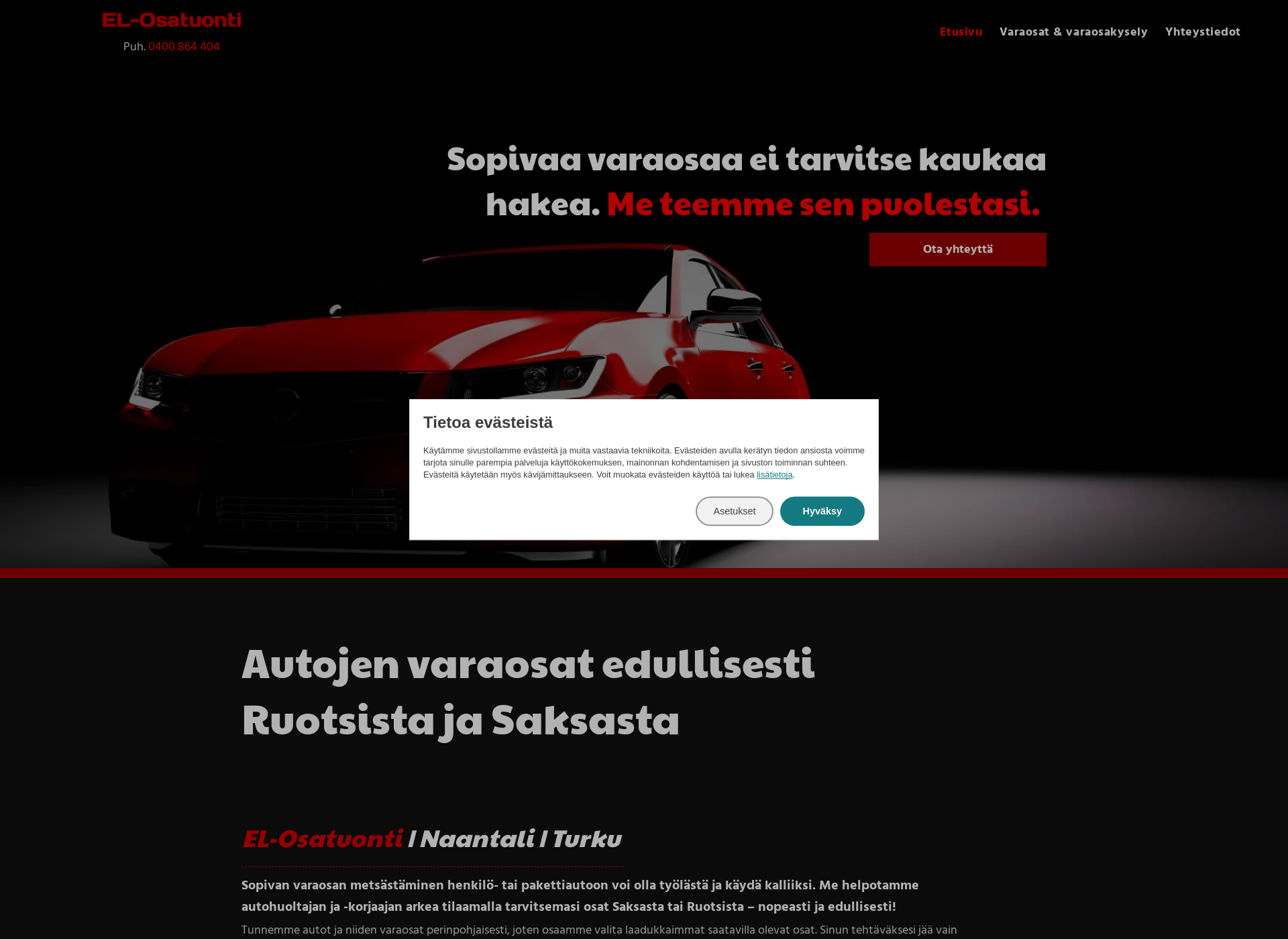 Screenshot for käytetytautovaraosatruotsista.fi